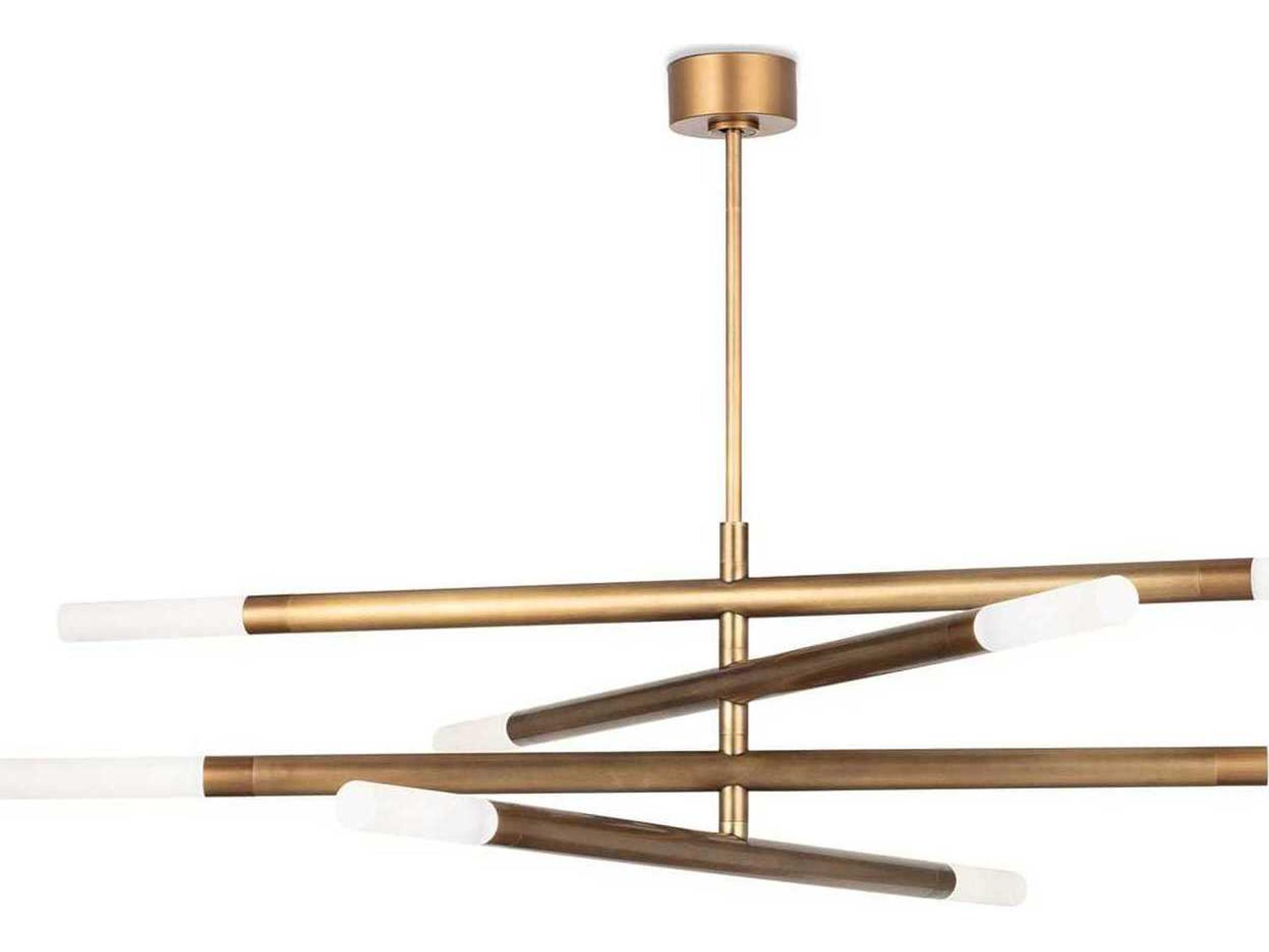 8-Light Wick Linear Chandelier in Natural Brass