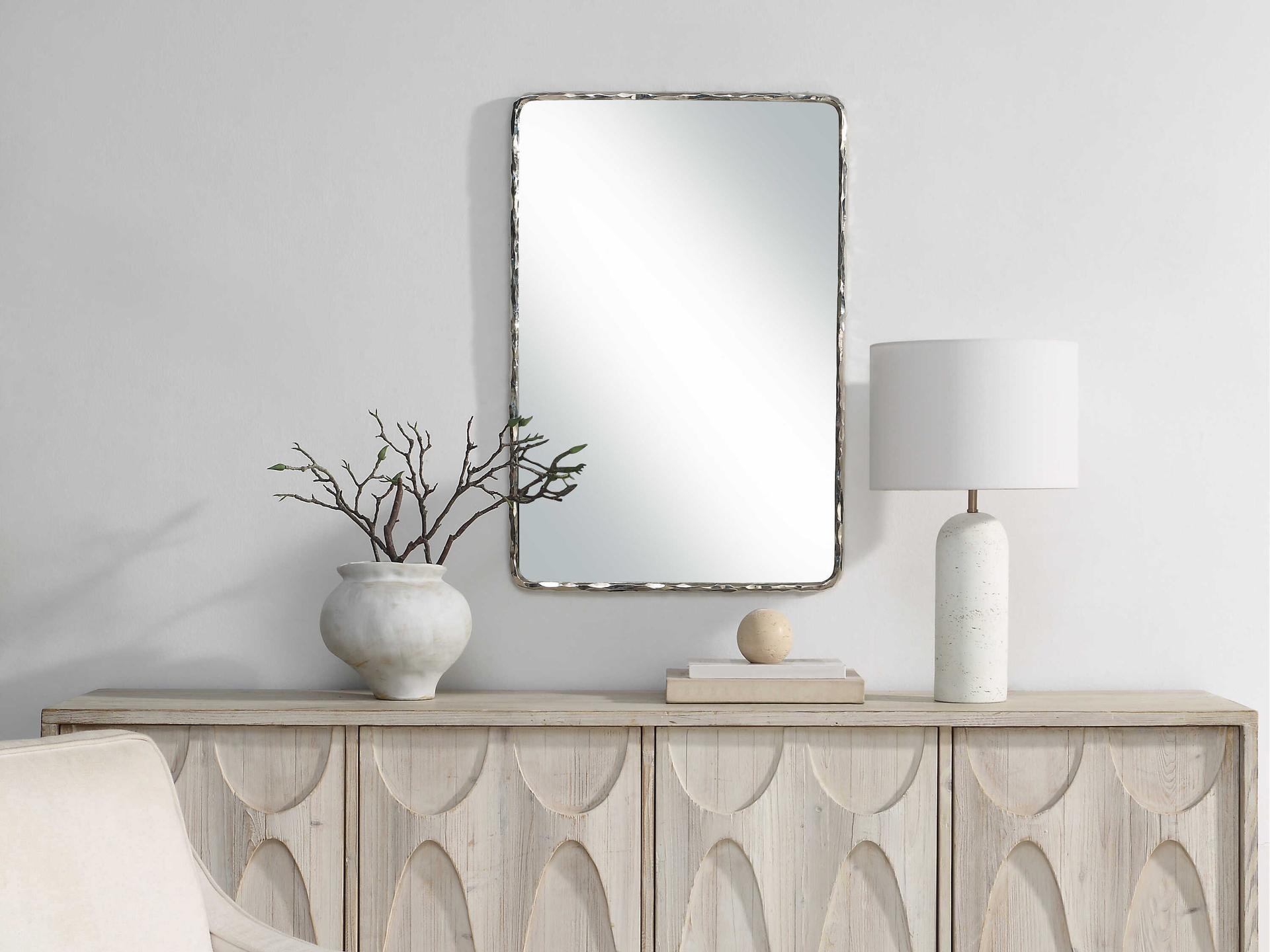 Renwil Pollonia Polished Nickel Rectangular Wall Mirror