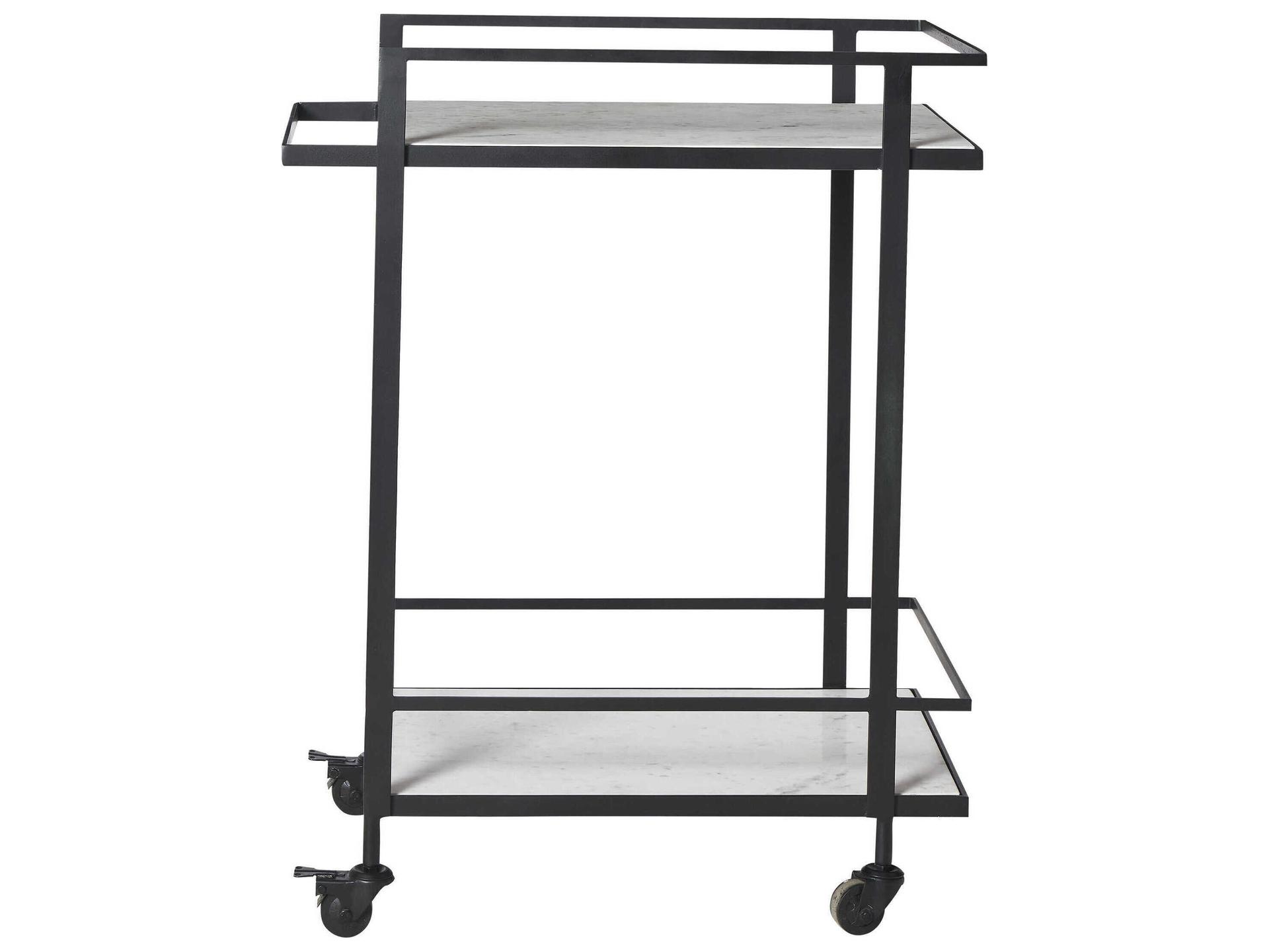 Marble Matte Black Colton Bar Cart