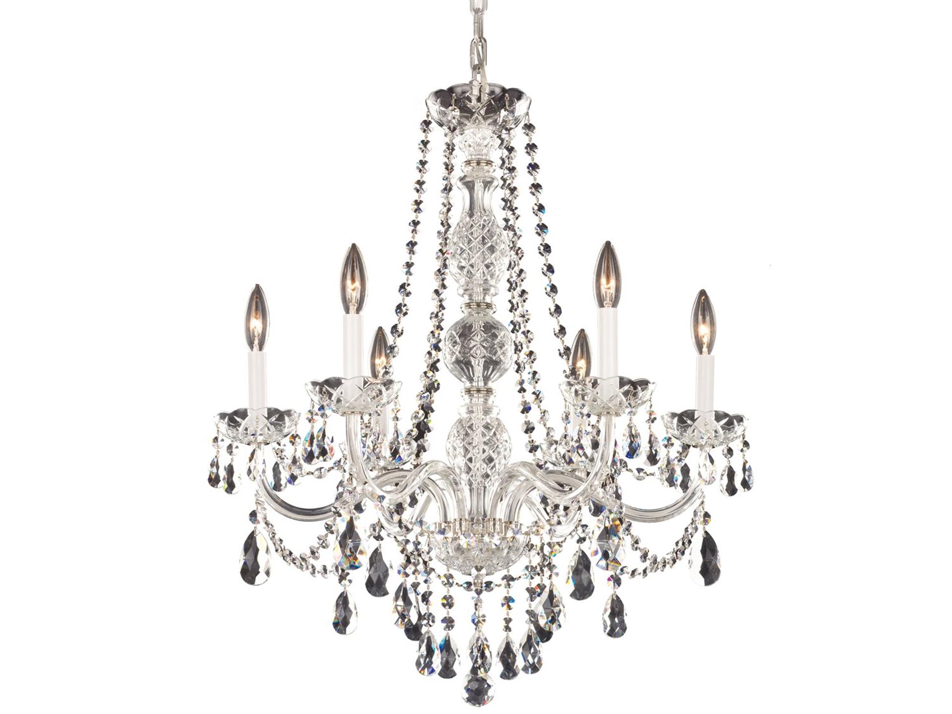 Arlington 6-Light Crystal Chandelier in Polished Silver with Heritage Crystals