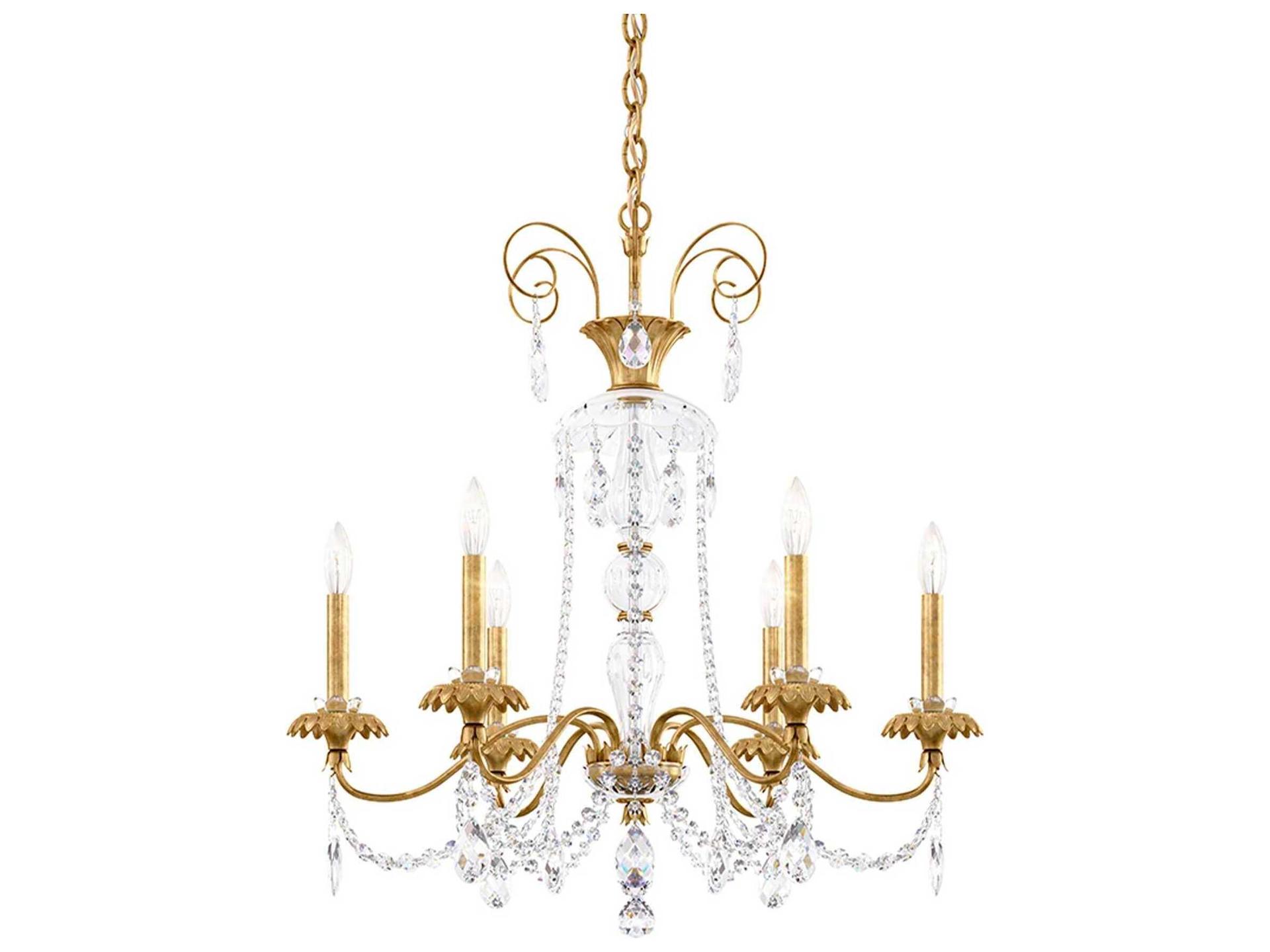 Helenia 6-Light Heirloom Gold Crystal Candelabra Chandelier
