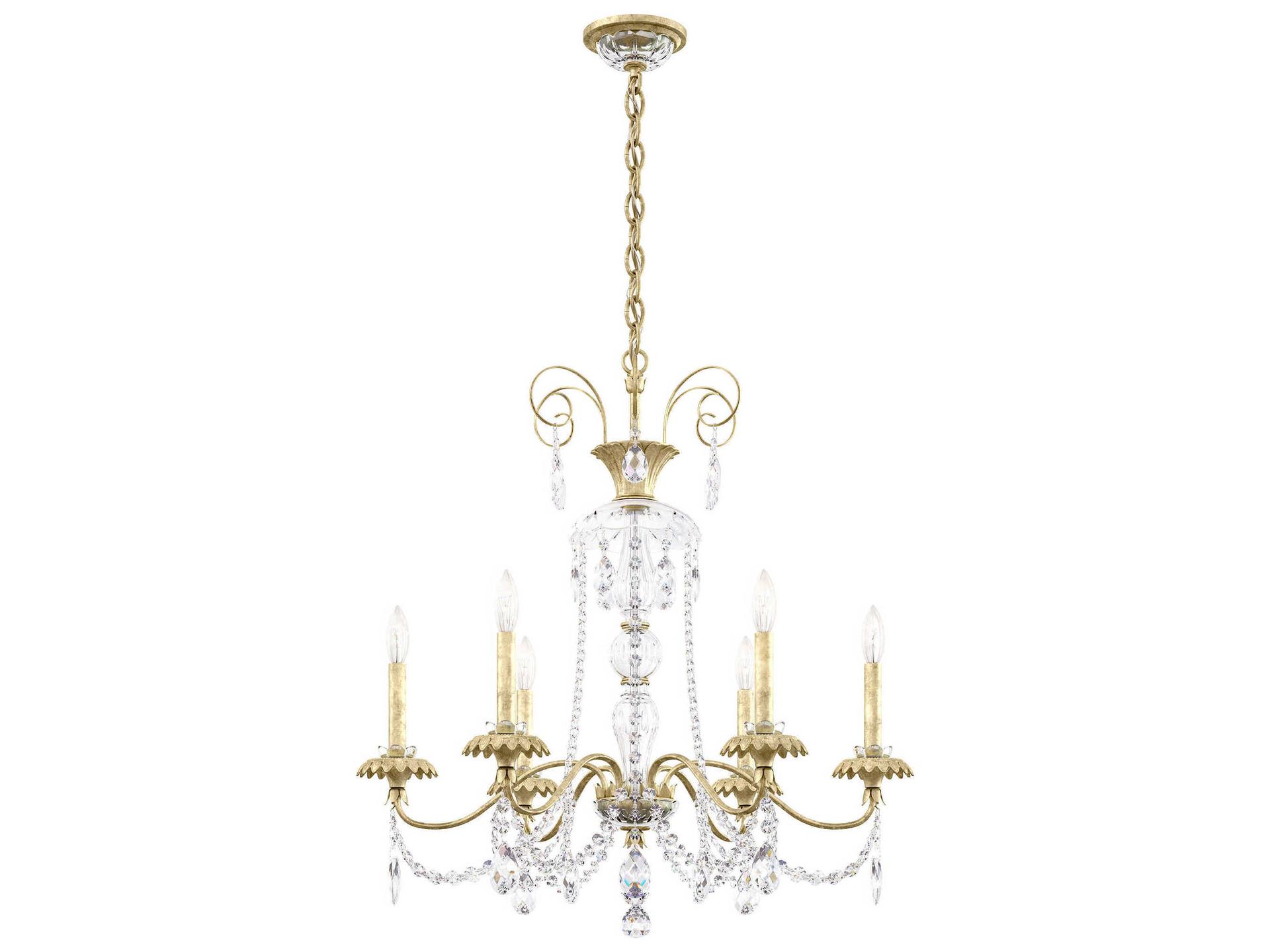 Helenia 6-Light Antique Silver Crystal Candelabra Chandelier