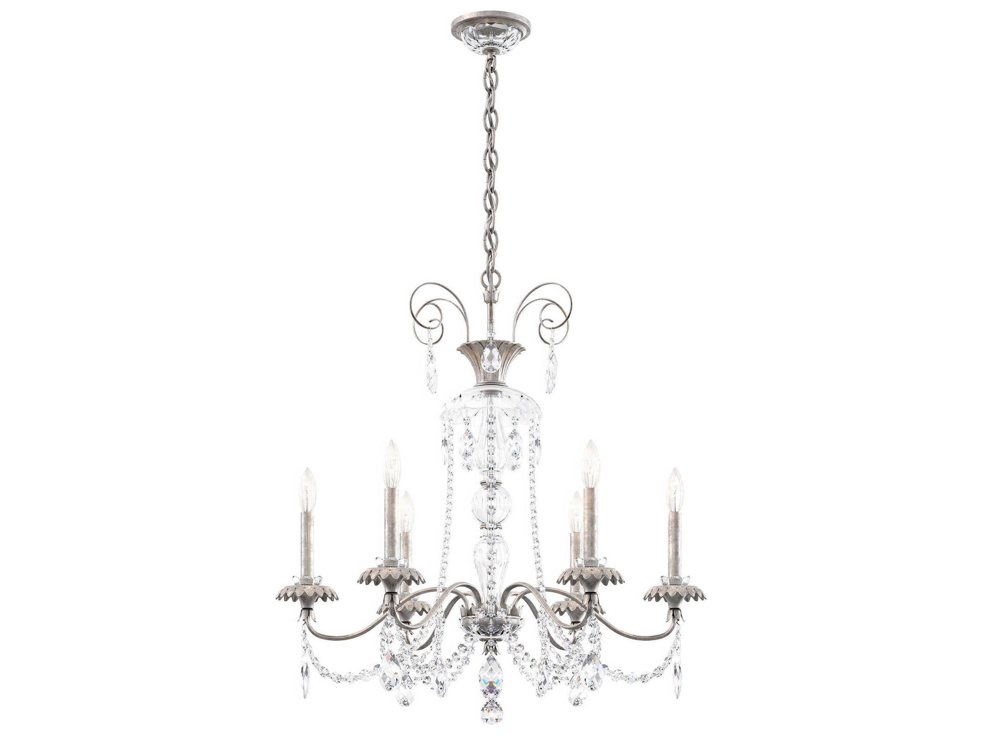 Helenia 6-Light Heirloom Silver Crystal Candelabra Chandelier