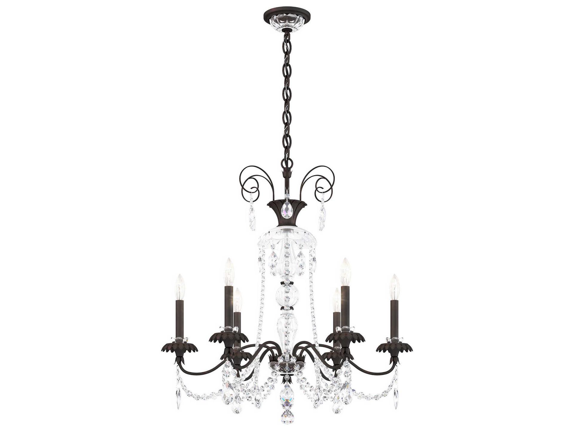 Helenia 6-Light Candelabra Chandelier with Clear Heritage Handcut Crystal in Black Finish