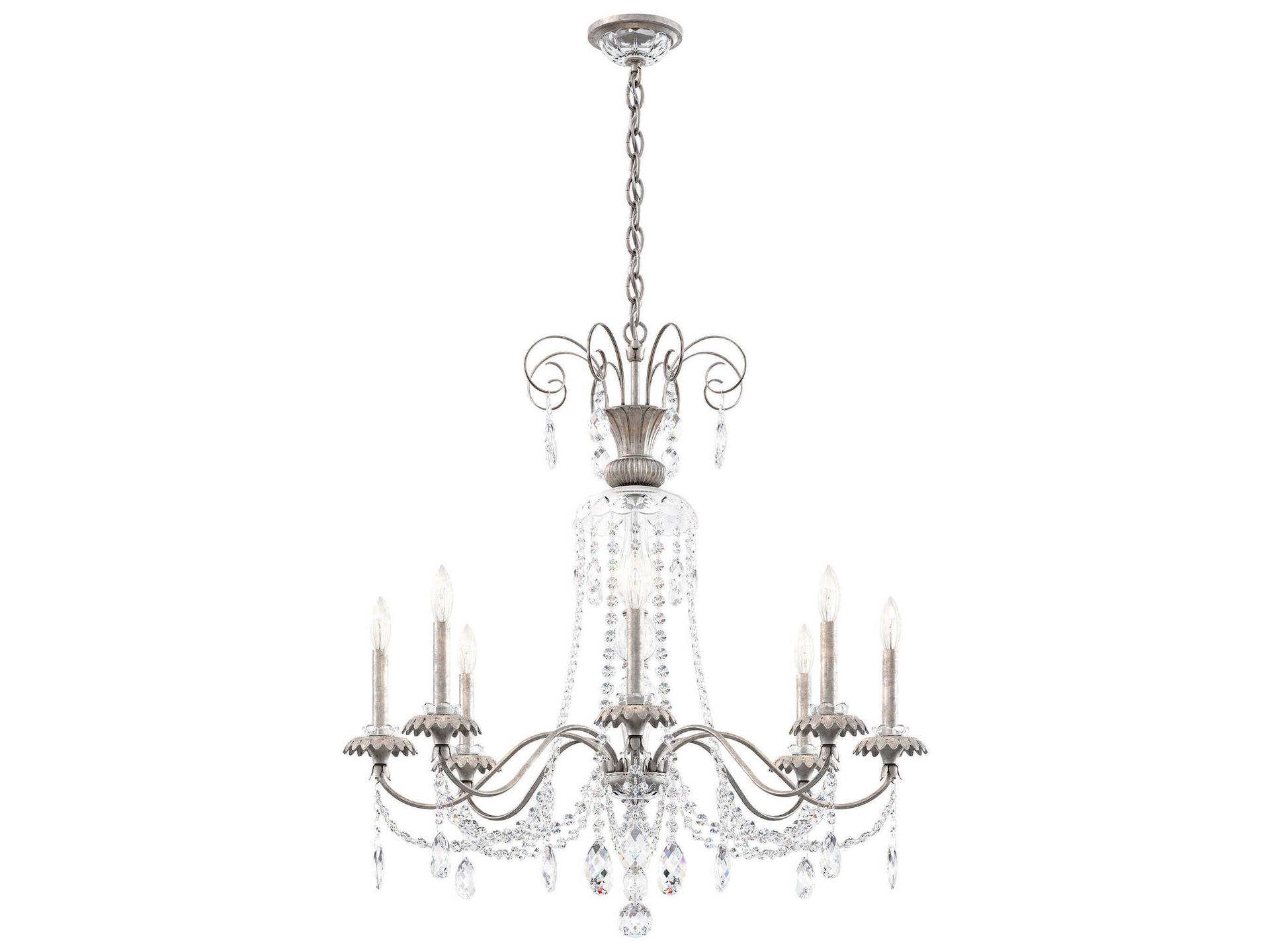Helenia 8-Light Heirloom Silver Crystal Candelabra Chandelier