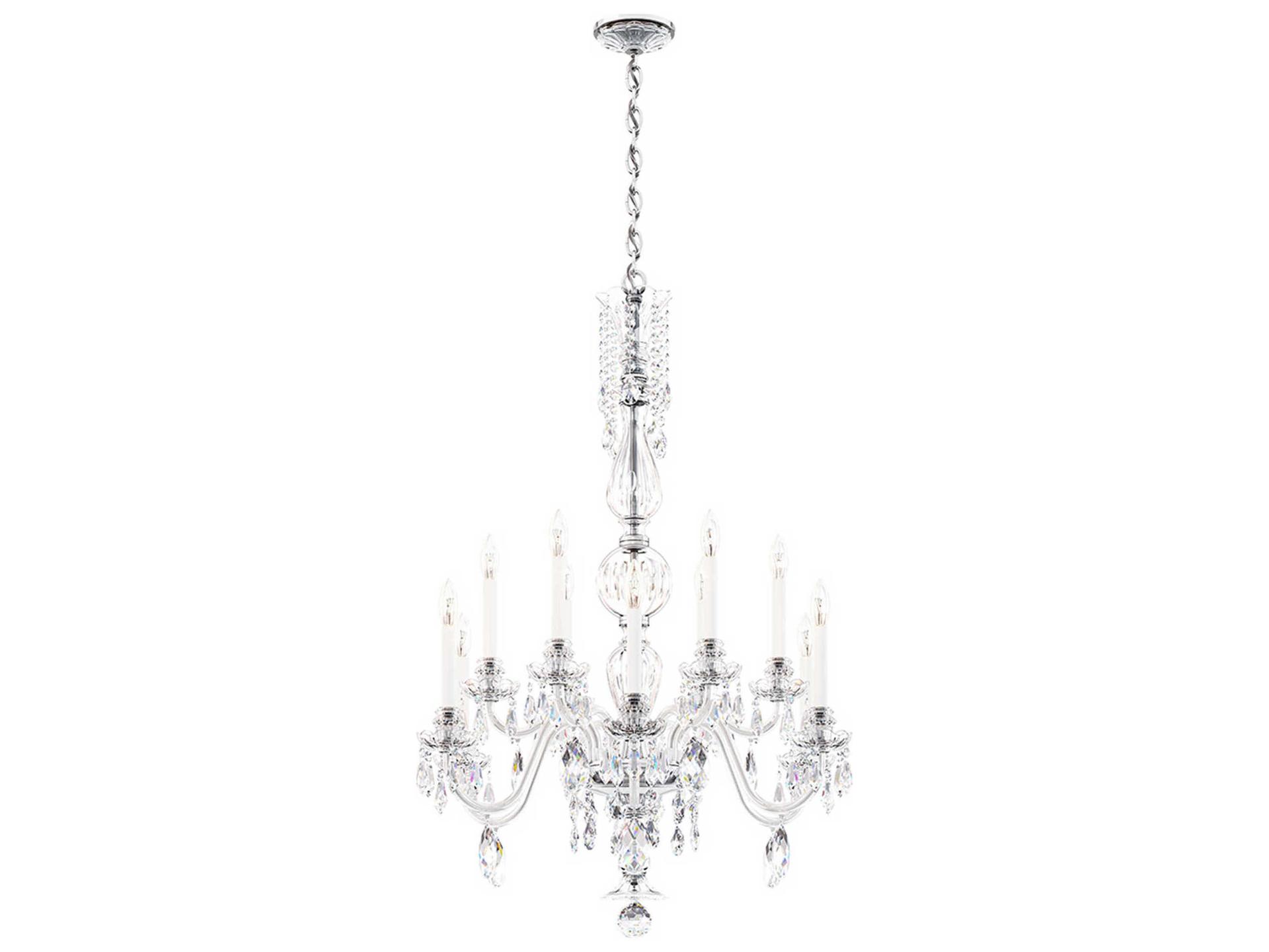 Hamilton Nouveau 12-Light Crystal Candelabra Chandelier in Polished Silver