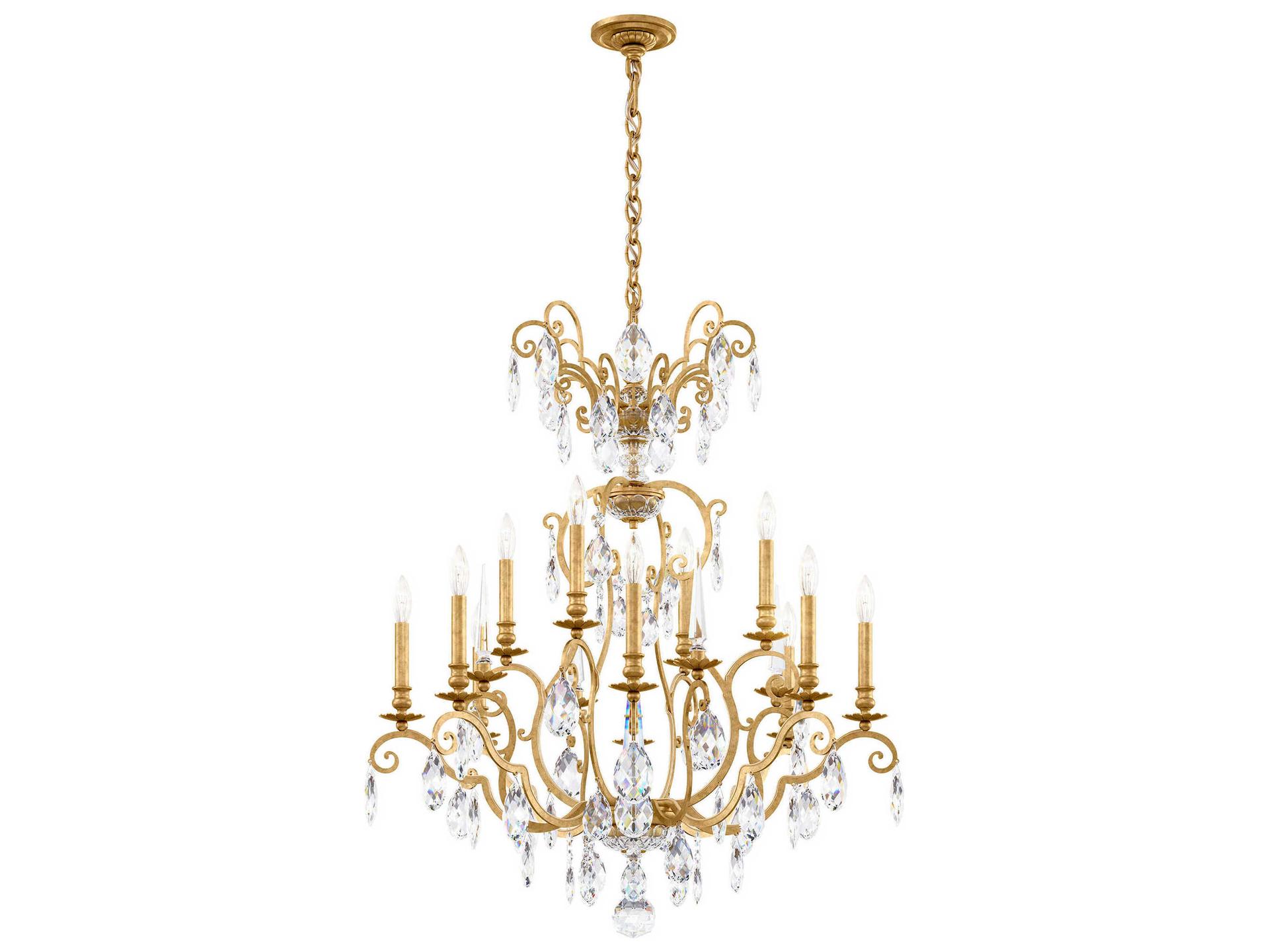 Renaissance Nouveau 12-Light 2-Tier Chandelier in Heirloom Gold with Heritage Crystal