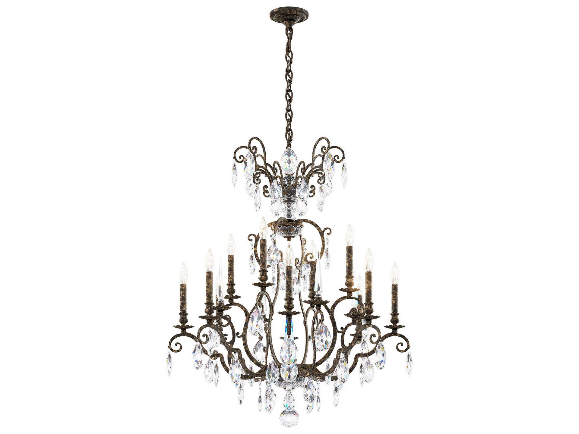 Renaissance Nouveau 12 8-Light Heirloom Bronze Crystal Candelabra Chandelier