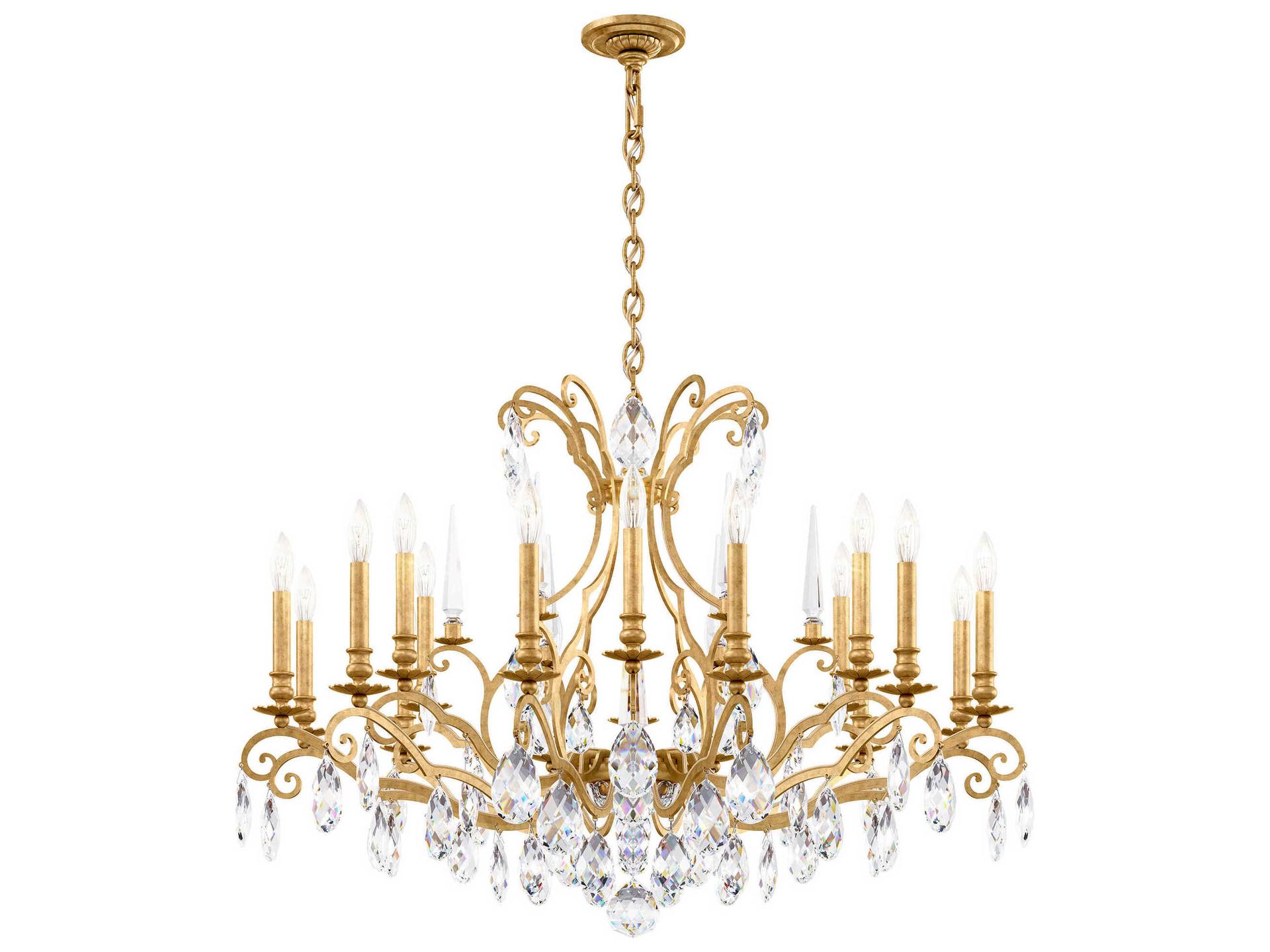 Renaissance Nouveau 18-Light Crystal Chandelier in Heirloom Gold