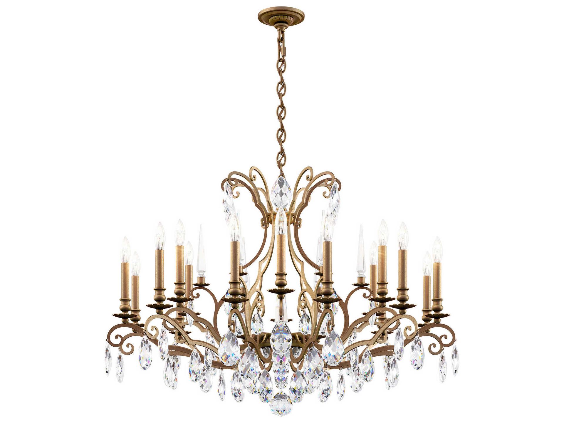 Renaissance Nouveau 18-Light Crystal Chandelier in Etruscan Gold