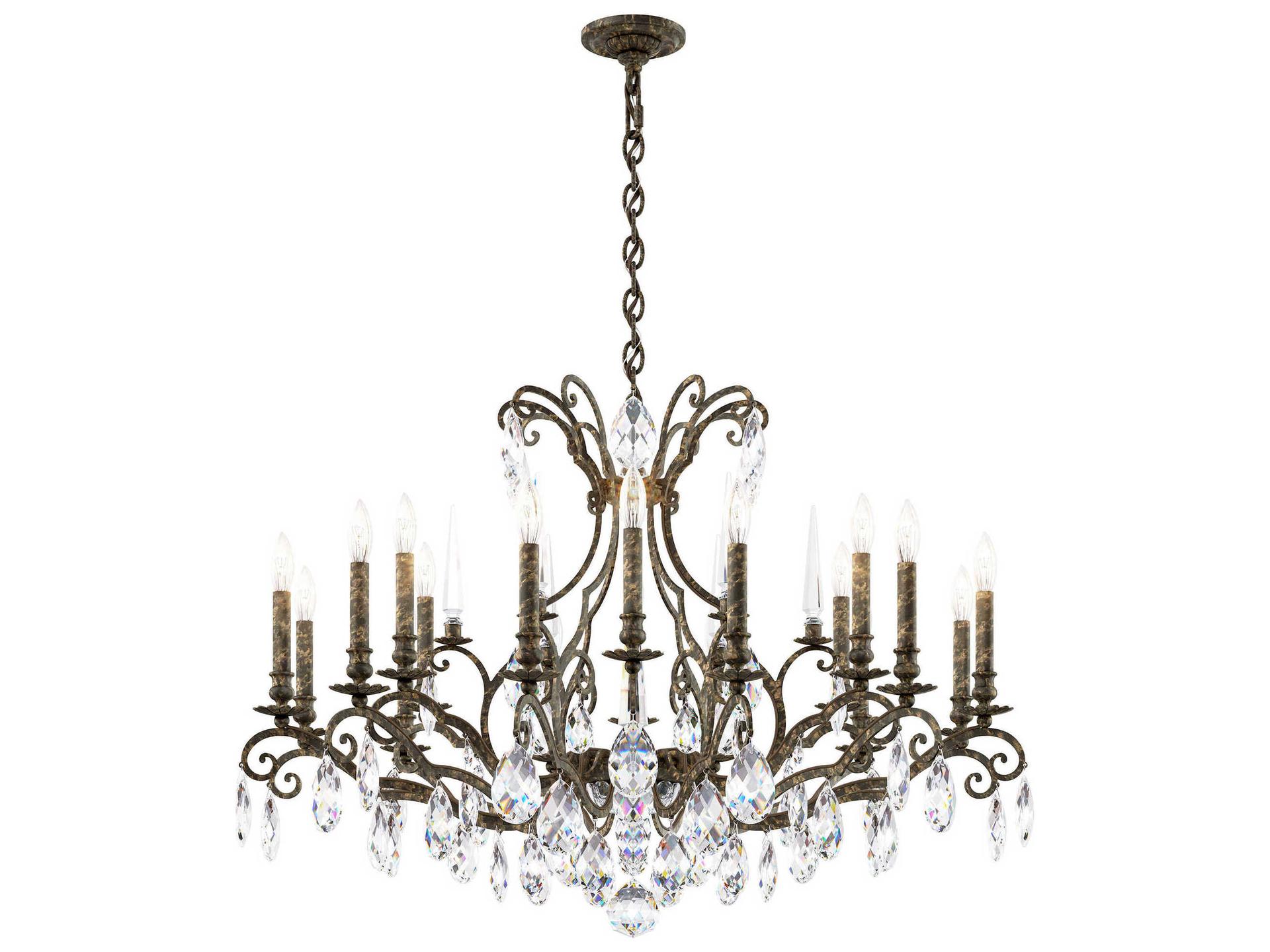 Renaissance Nouveau 18-Light Crystal Candelabra Chandelier in Heirloom Bronze