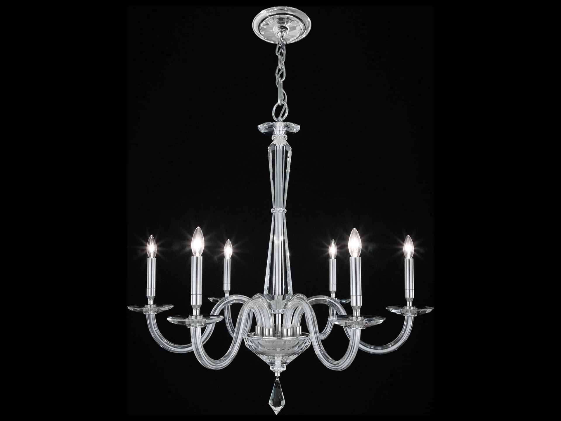 6-Light Habsburg Chandelier with Optic Crystal in Polished Chrome