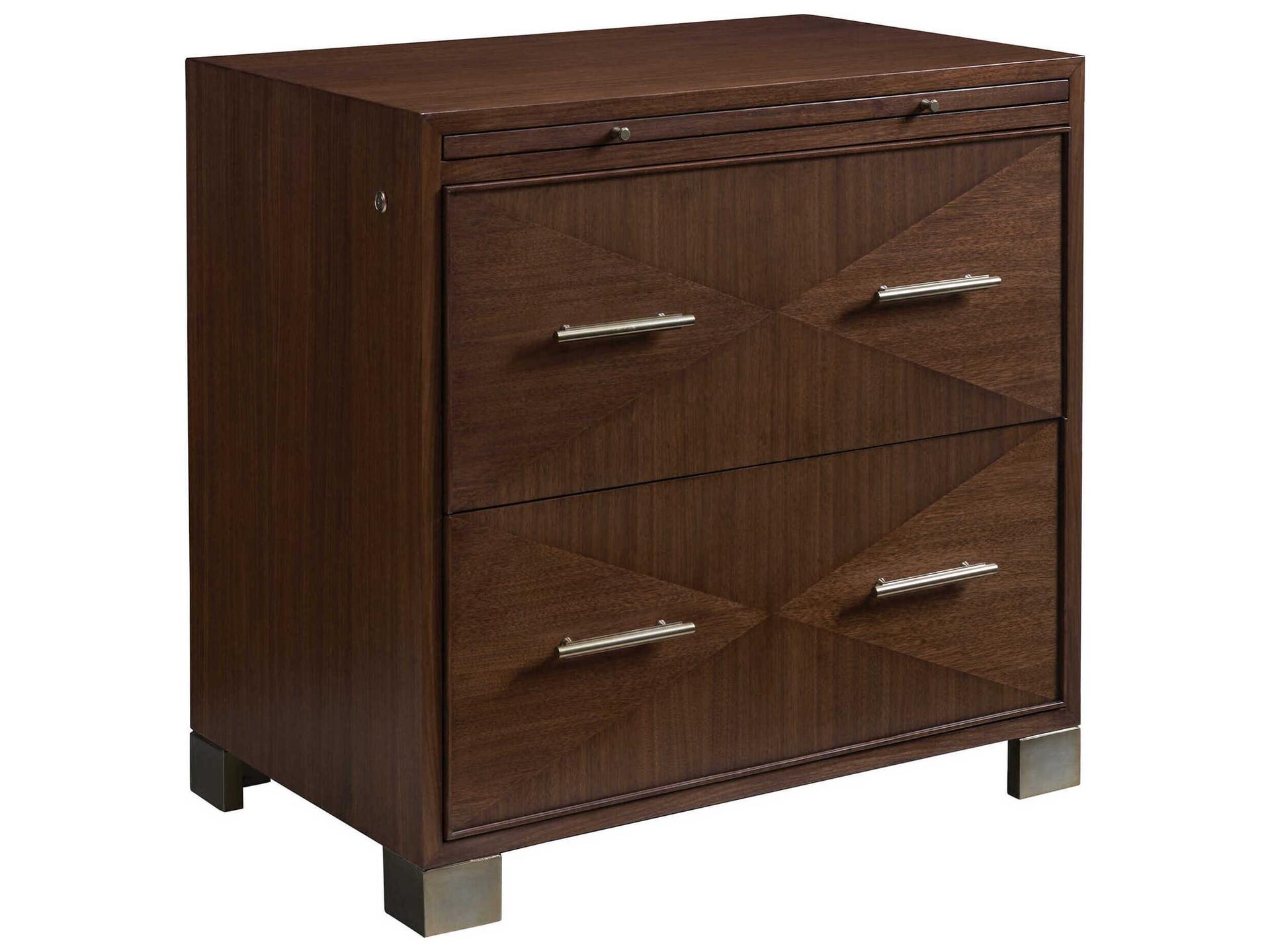 Studio Designs 2-Drawer File Cabinet in Dark Walnut and Warm Silver Leaf