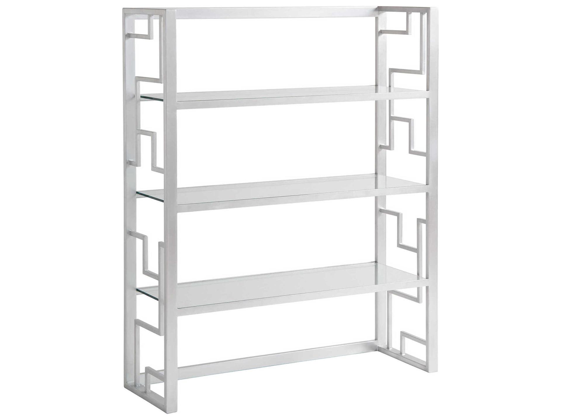 Barrington Wheaton Silver Leaf Hutch with Glass Shelves and Fretwork