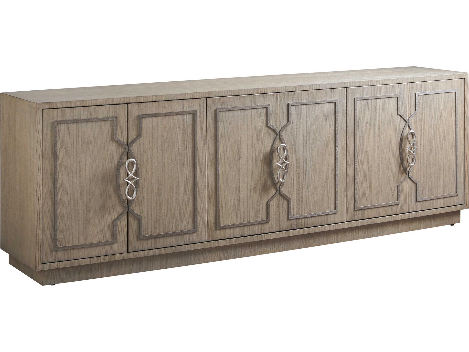 Studio Designs 92 Inch Ash Wood Media Console in Wire-Brushed Dove Gray