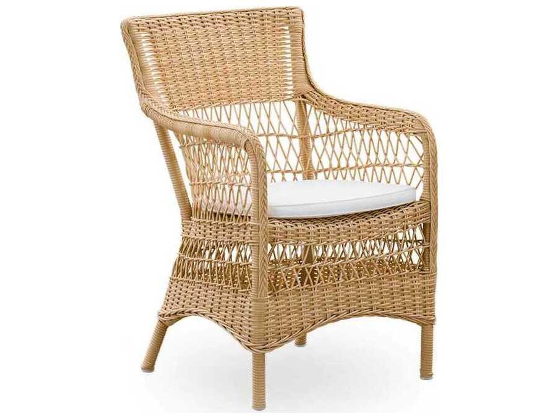 Georgia Garden Aluminum Rattan Natural Marie Outdoor Dining Arm Chair