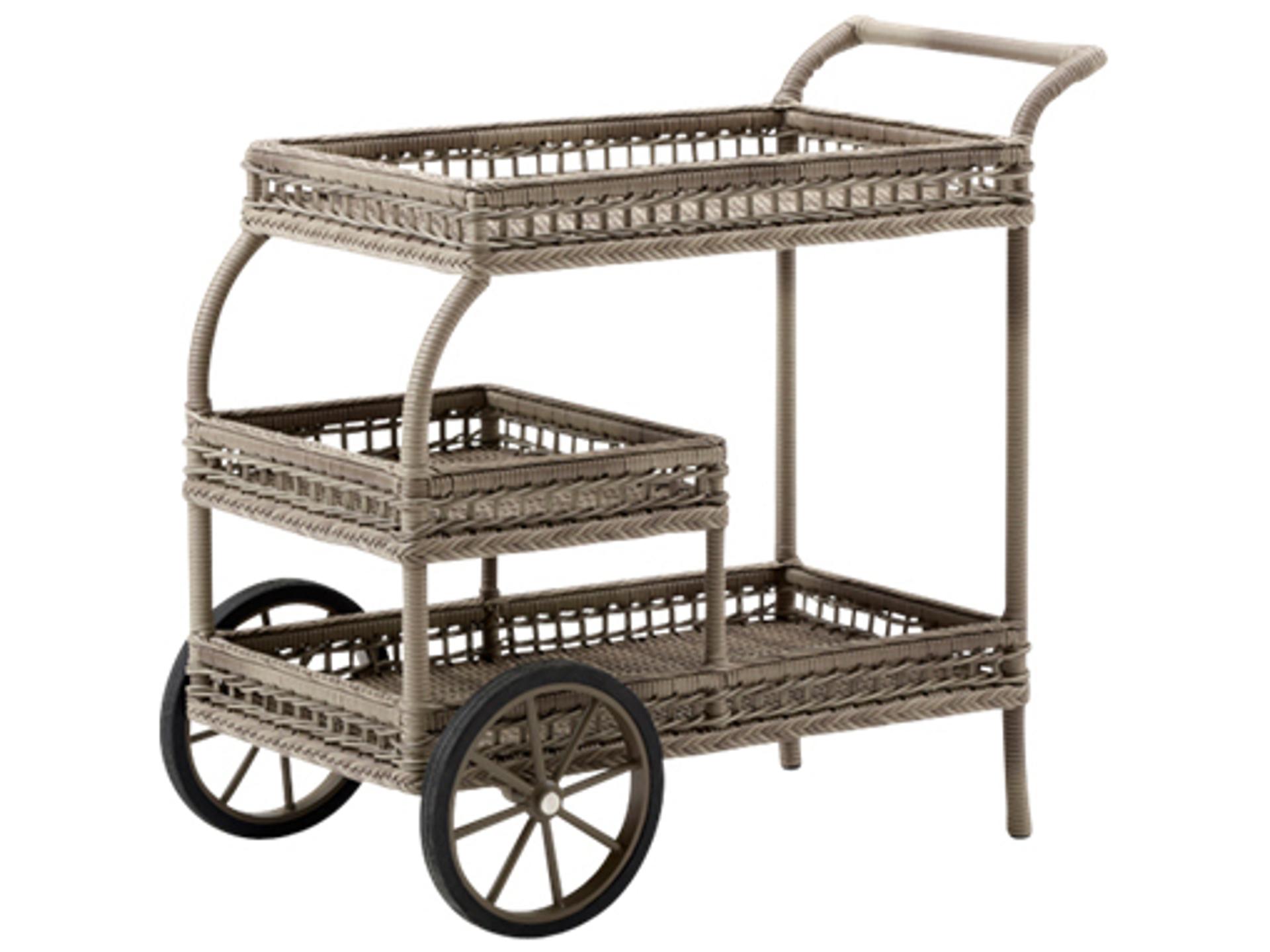 Georgia Garden Wicker Antique James Trolley Serving Cart