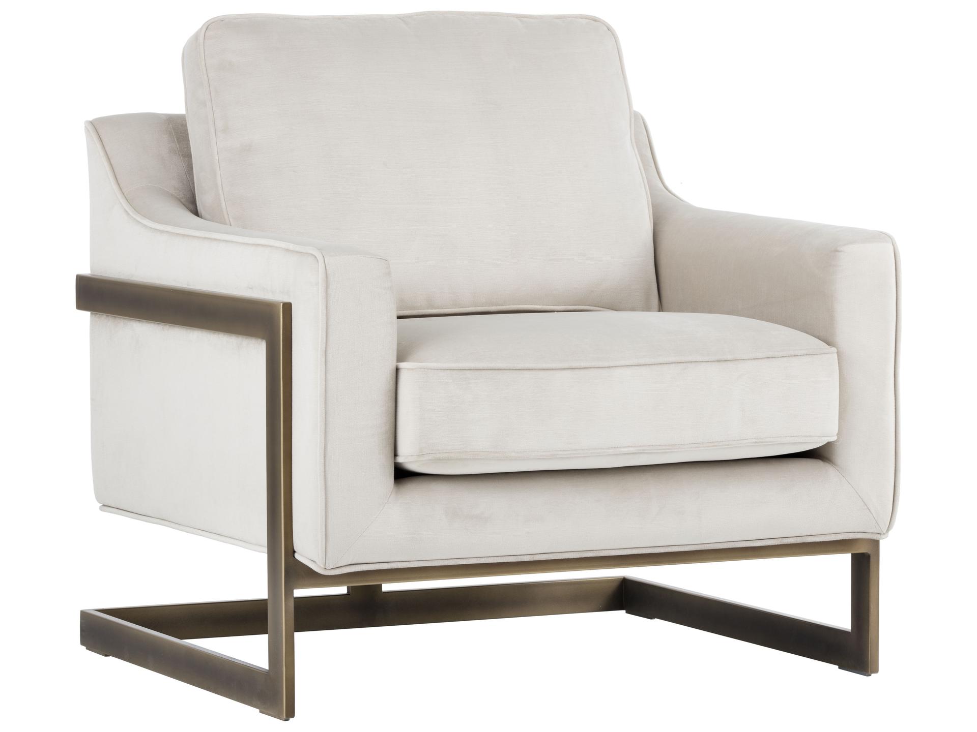 Kalmin Lounge Chair Piccolo Prosecco Fabric Rustic Bronze