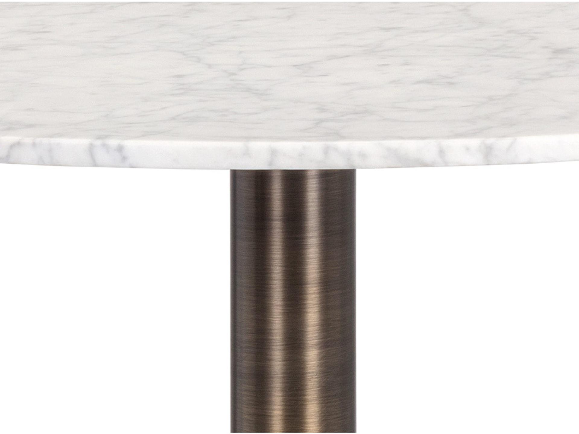 Sunpan Ikon White Antique Bronze Round Marble Bar Table
