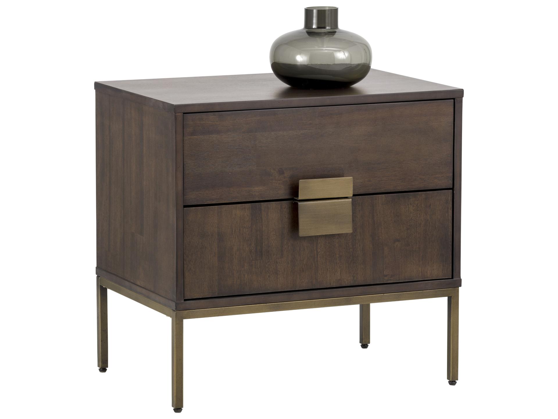 Mixt Jade 2-Drawers Acacia Wood Nightstand
