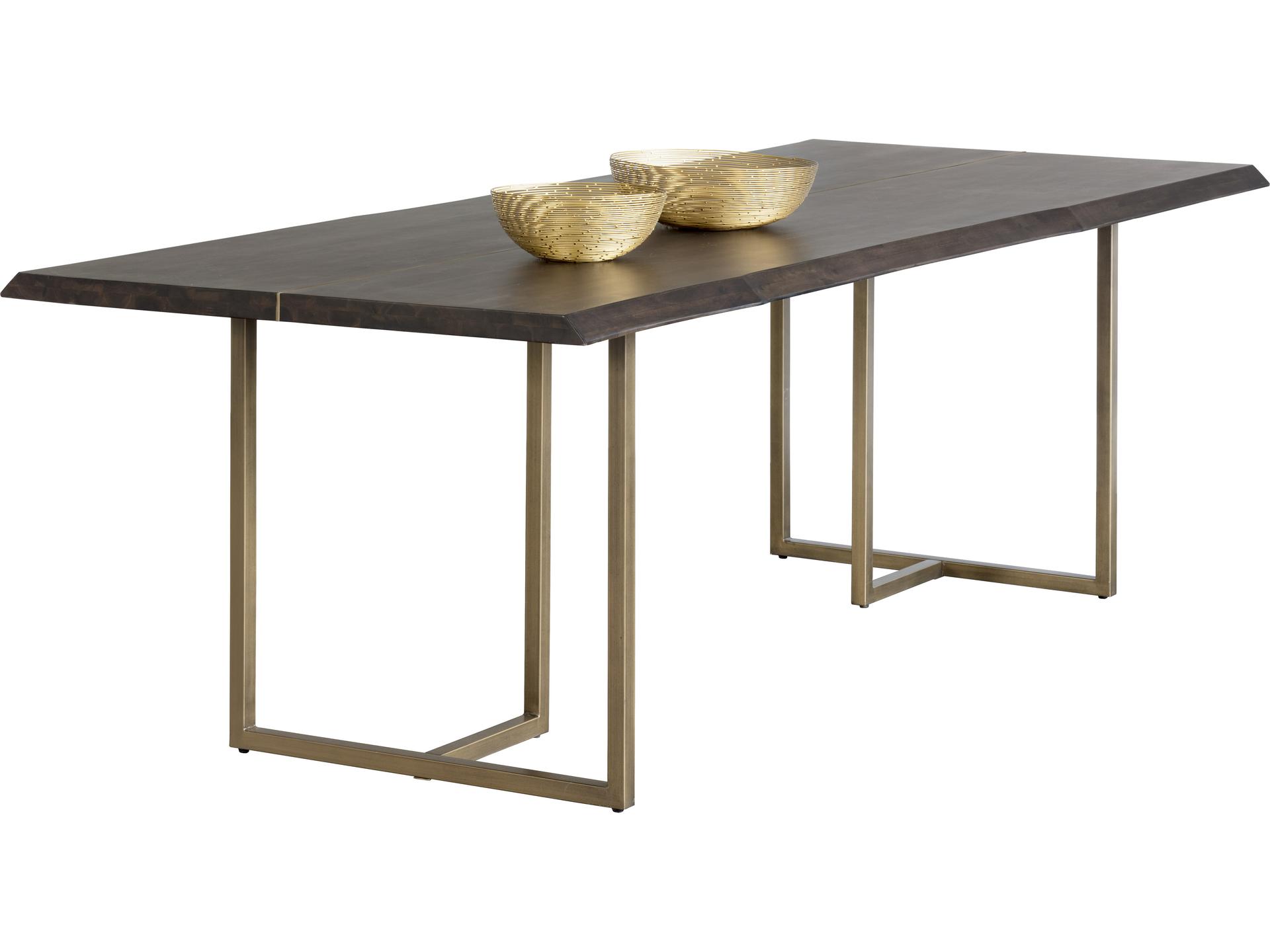 Mixt Donnelly Rectangular Wood Brown Antique Brass Dining Table
