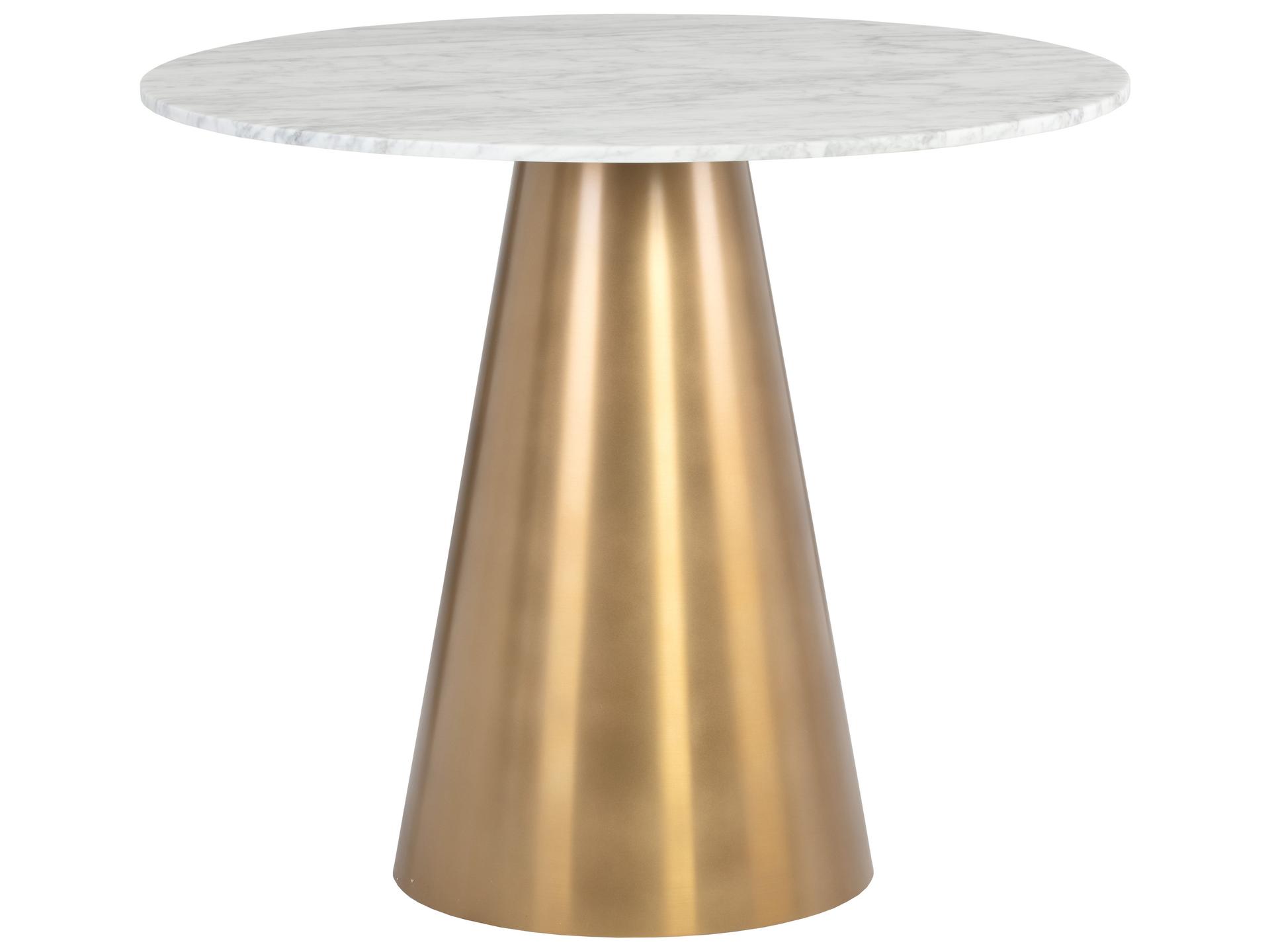 Ikon Damon Round Marble White Gold Dining Table