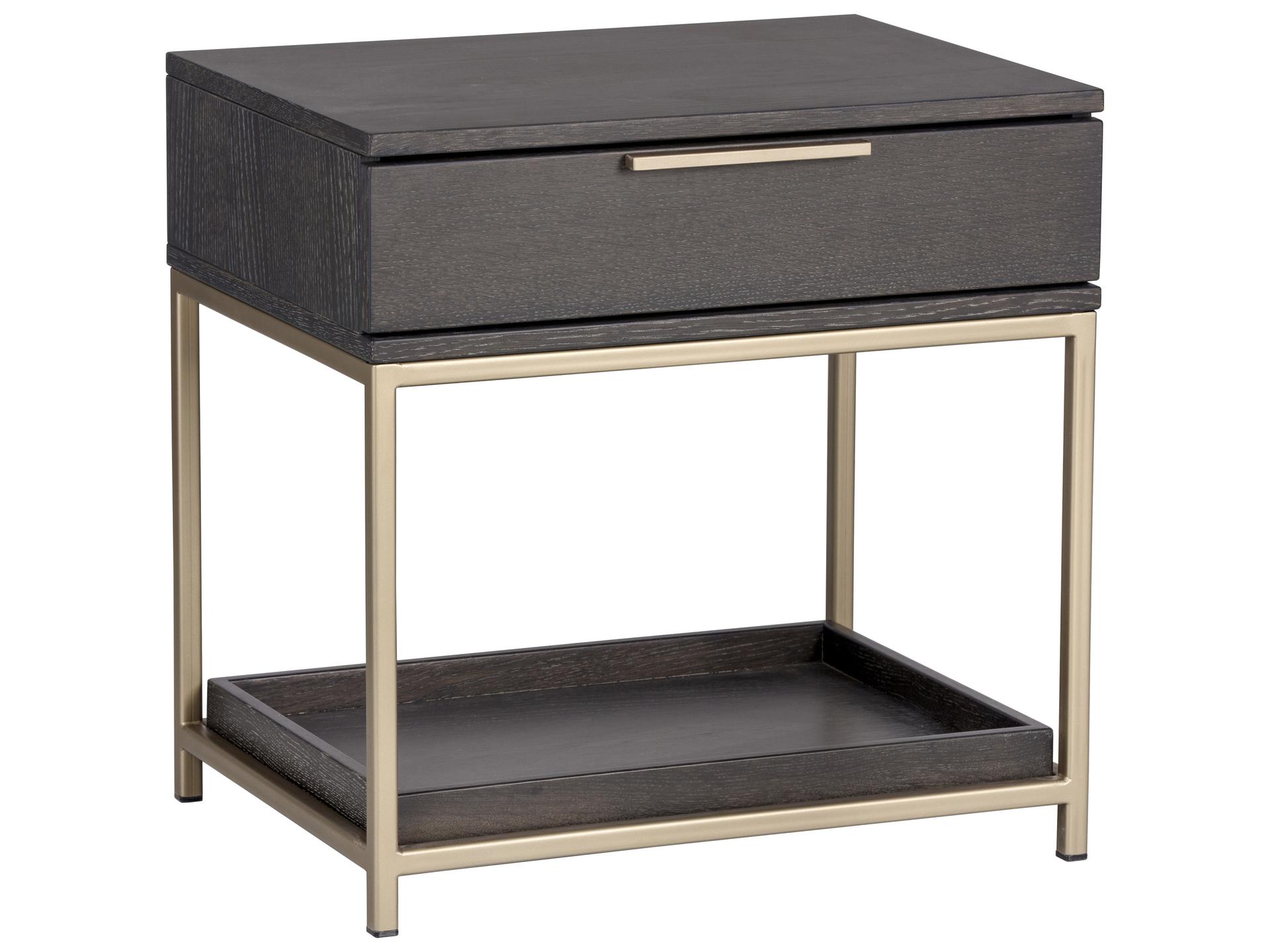 Rebel Nightstand Small with Drawer and Shelf Gold Charcoal Grey
