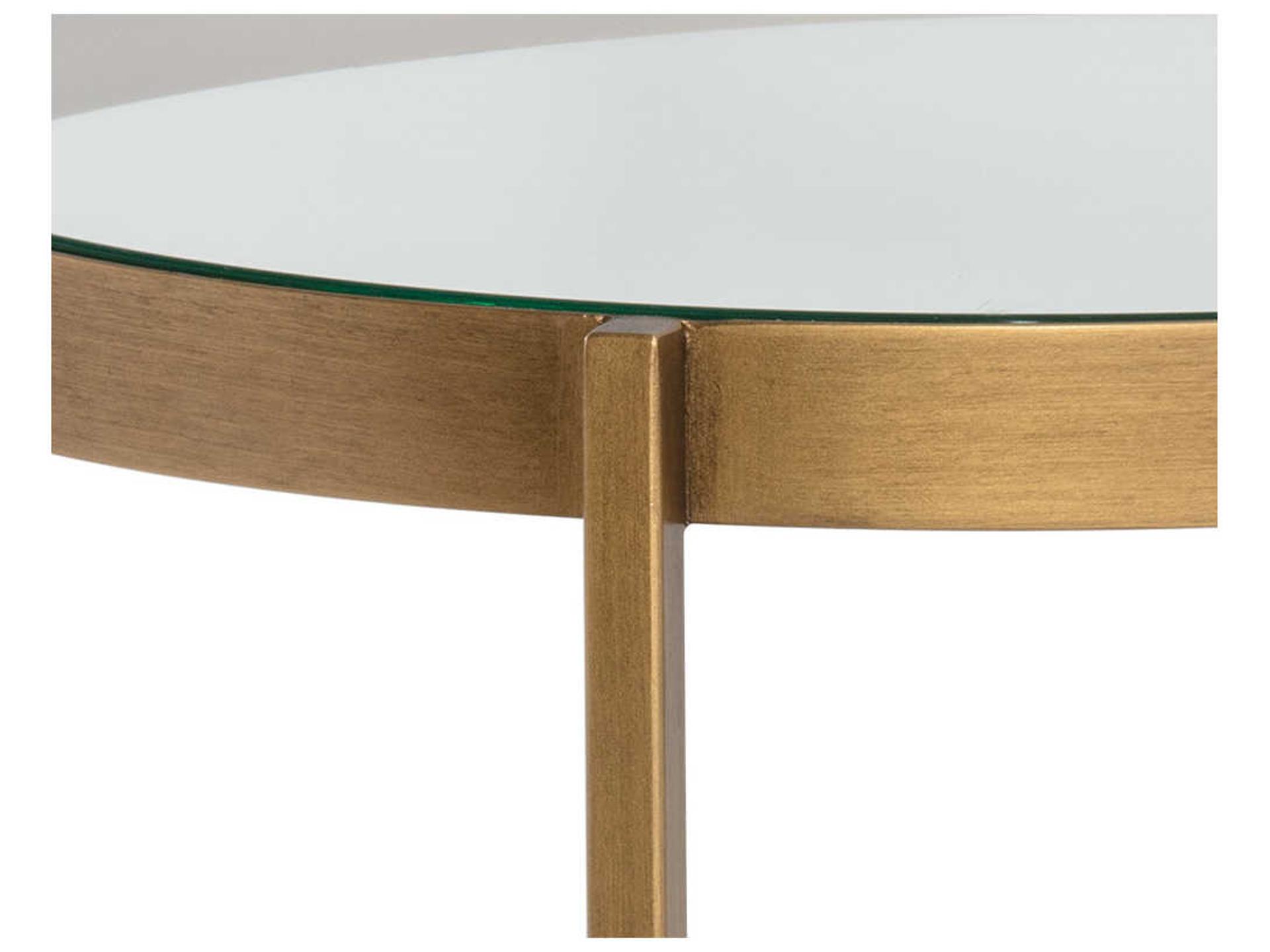 Sunpan Mixt Gia Round Glass White Antique Brass End Table