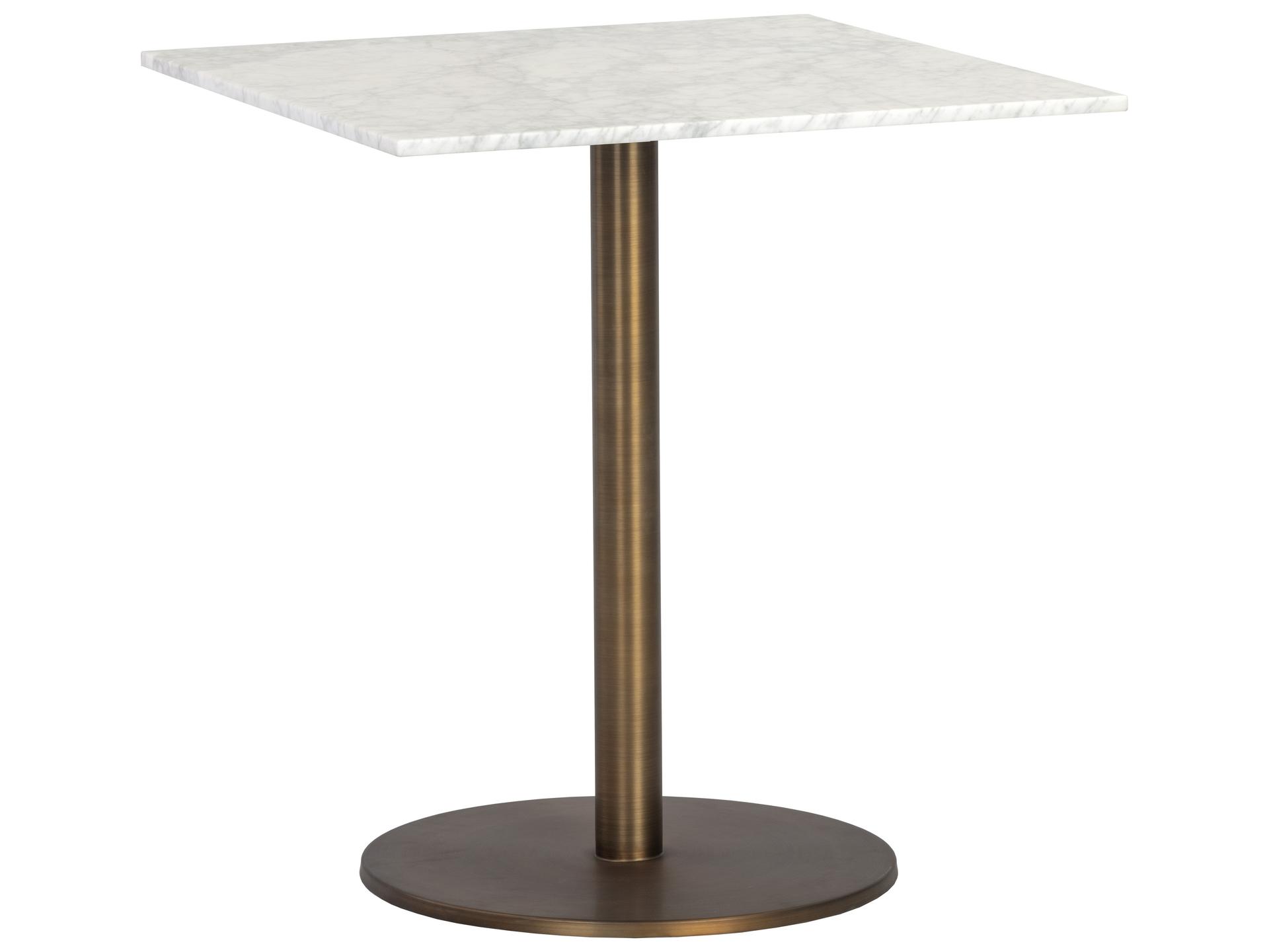 Ikon Enco Square Marble White Antique Bronze Dining Table