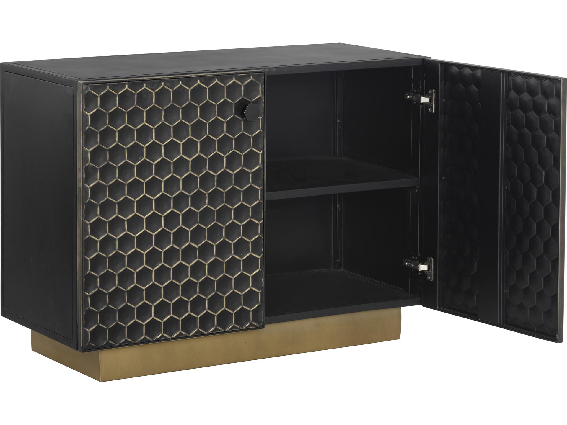 Hive Small Sideboard Black and Brass