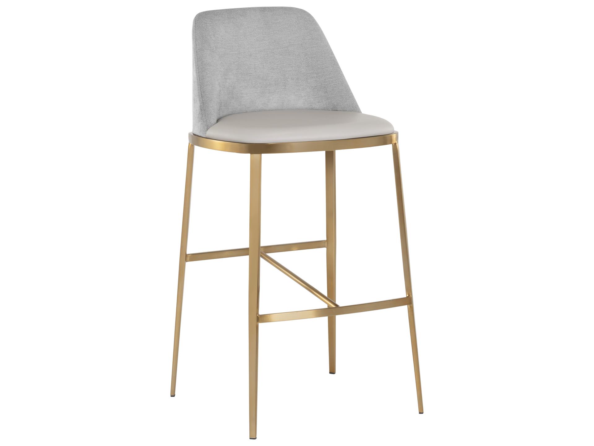 Ikon Dover Upholstered Napa Stone Polo Club Gold Bar Stool