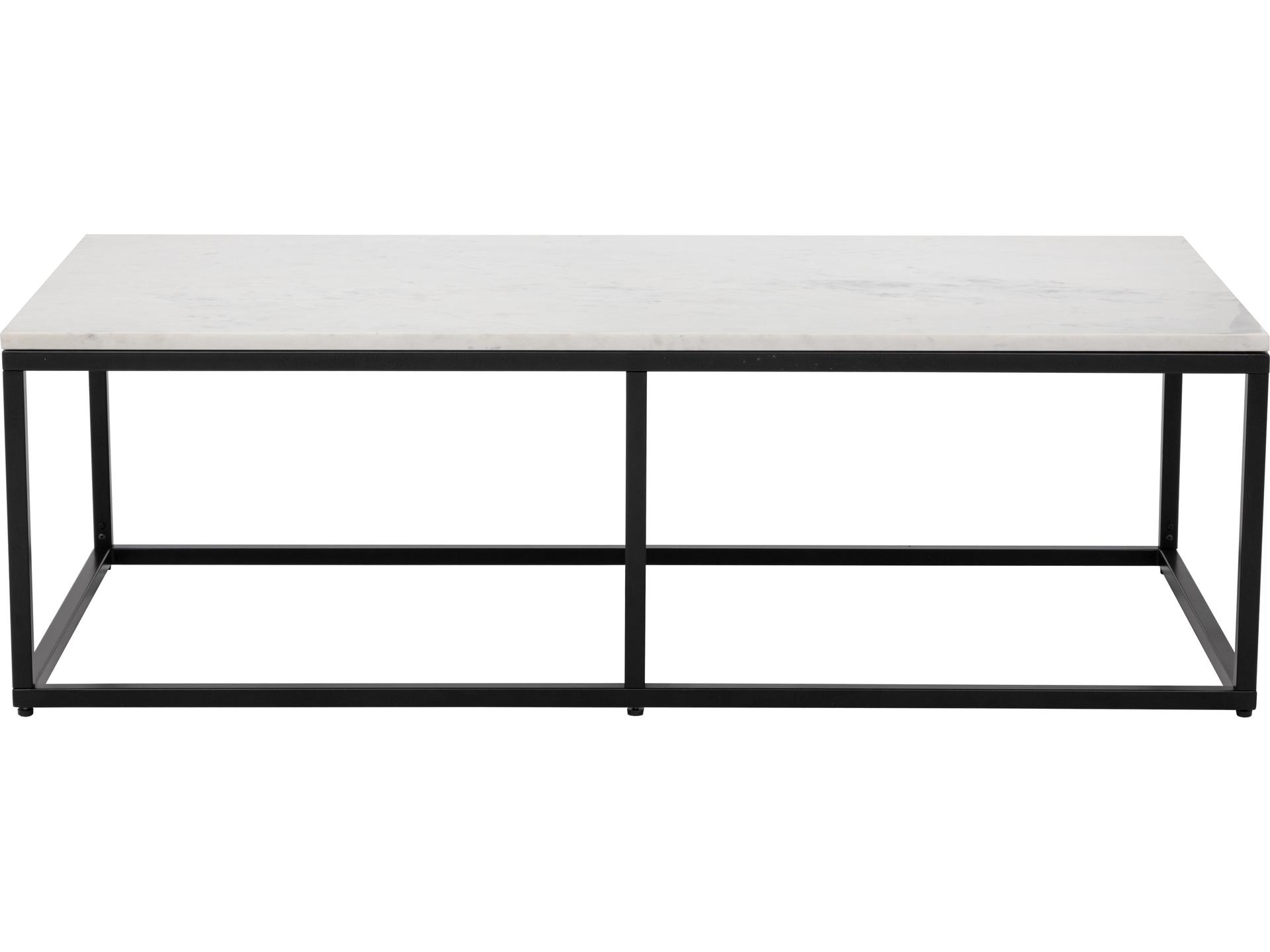 Ellery Rectangular Marble White Matte Black Coffee Table