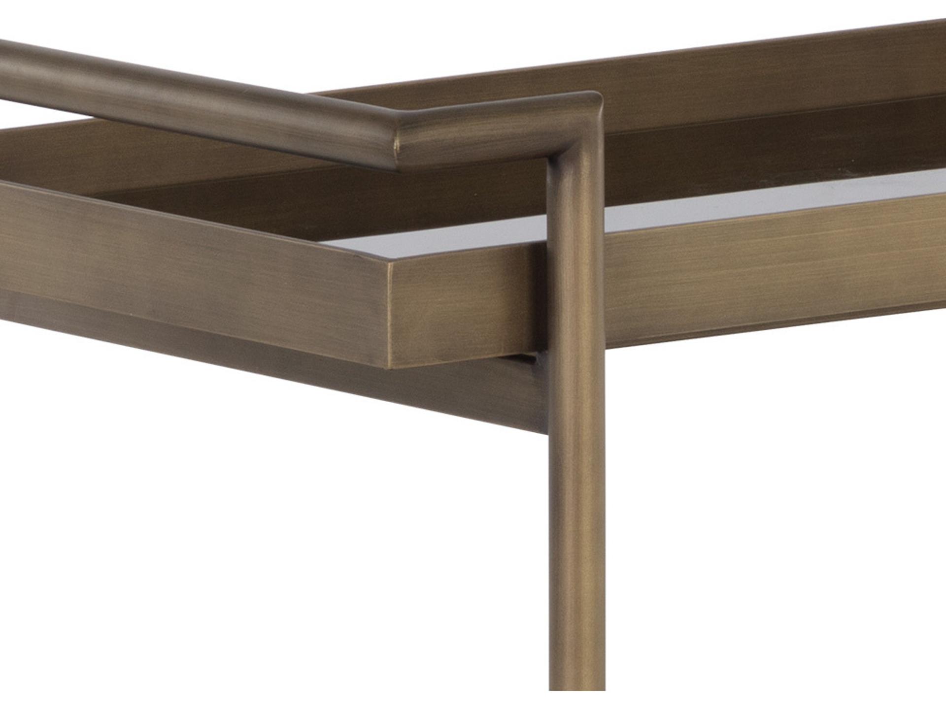 Sunpan Livingston Glass Antique Brass Bar Cart