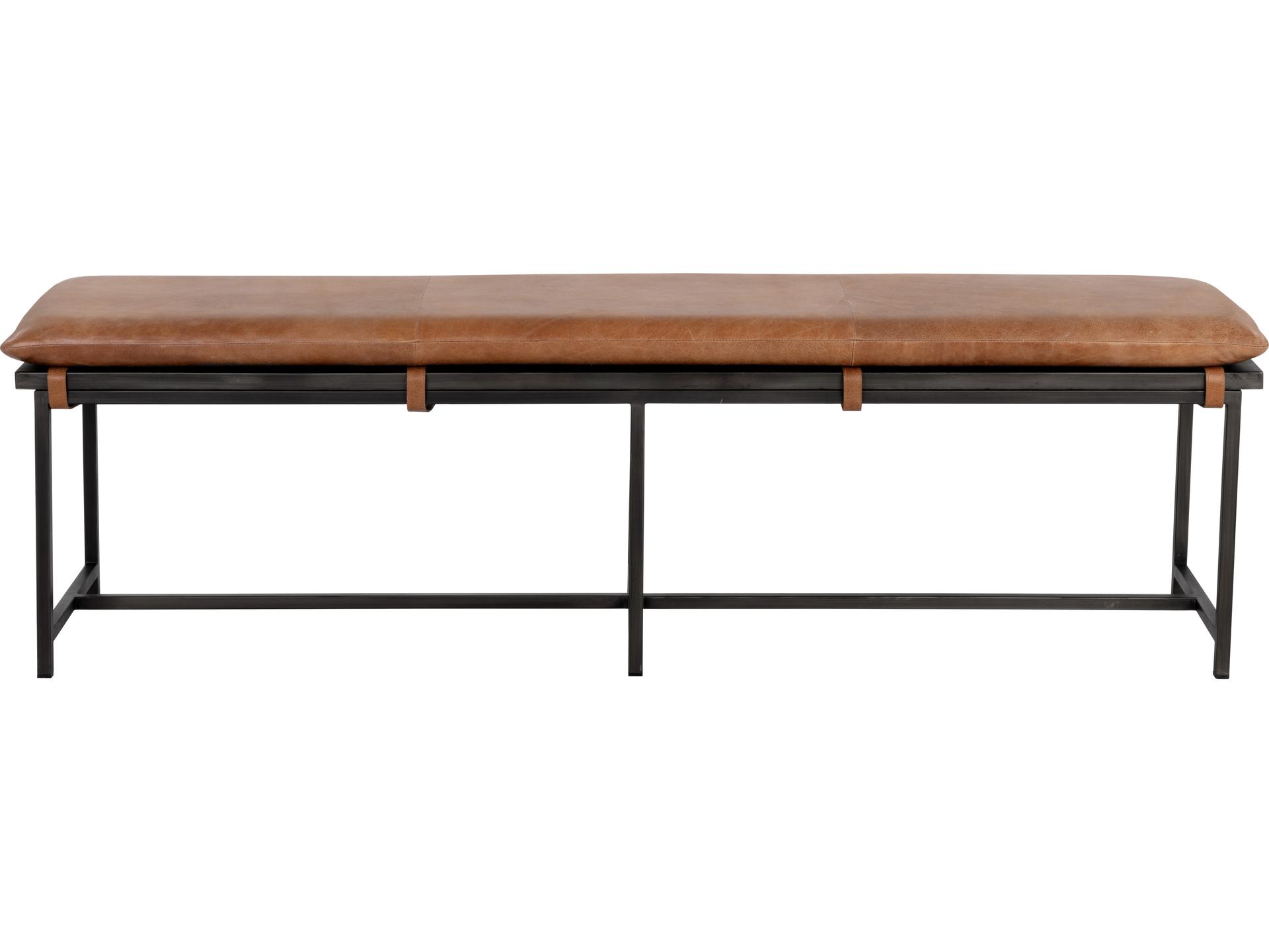 Zancor Leather Bench in Tan and Gunmetal