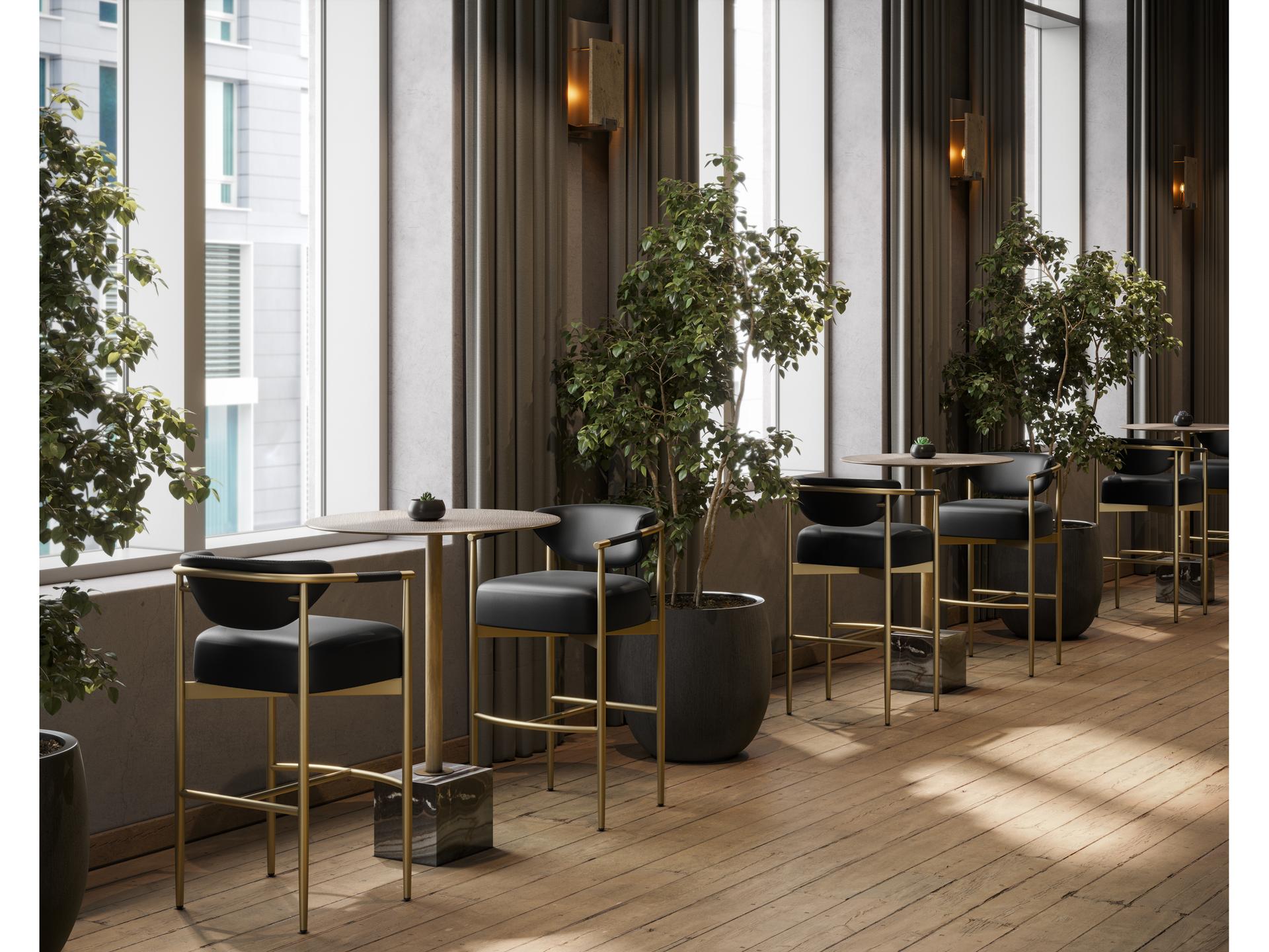 Sunpan Kata Gold Round Metal Bar Table