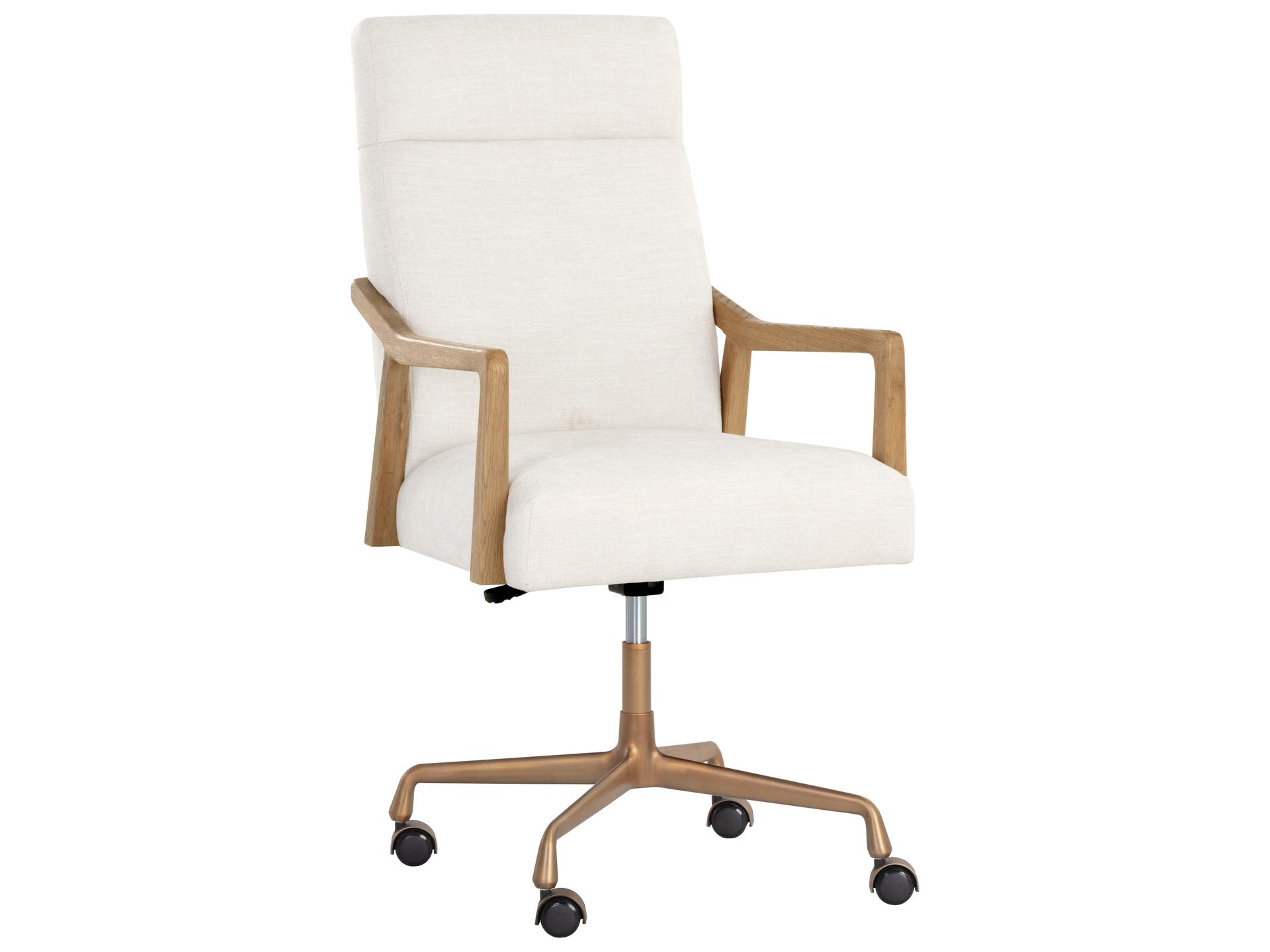 Collin Beige Upholstered Adjustable Swivel Executive Desk Chair