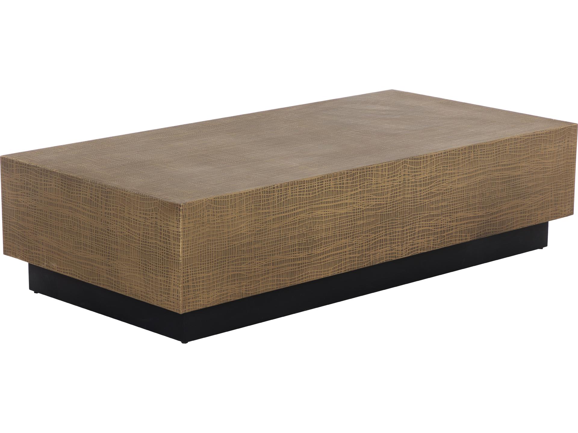Albans Rectangular Metal Antique Brass Black Coffee Table