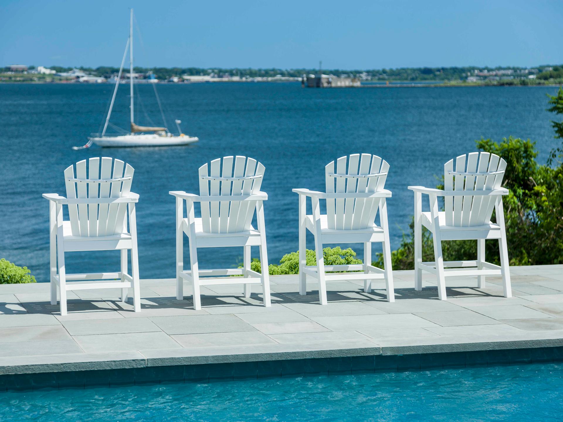 Seaside Casual Shellback Adirondack Recycled Plastic Outdoor Patio Counter Chair