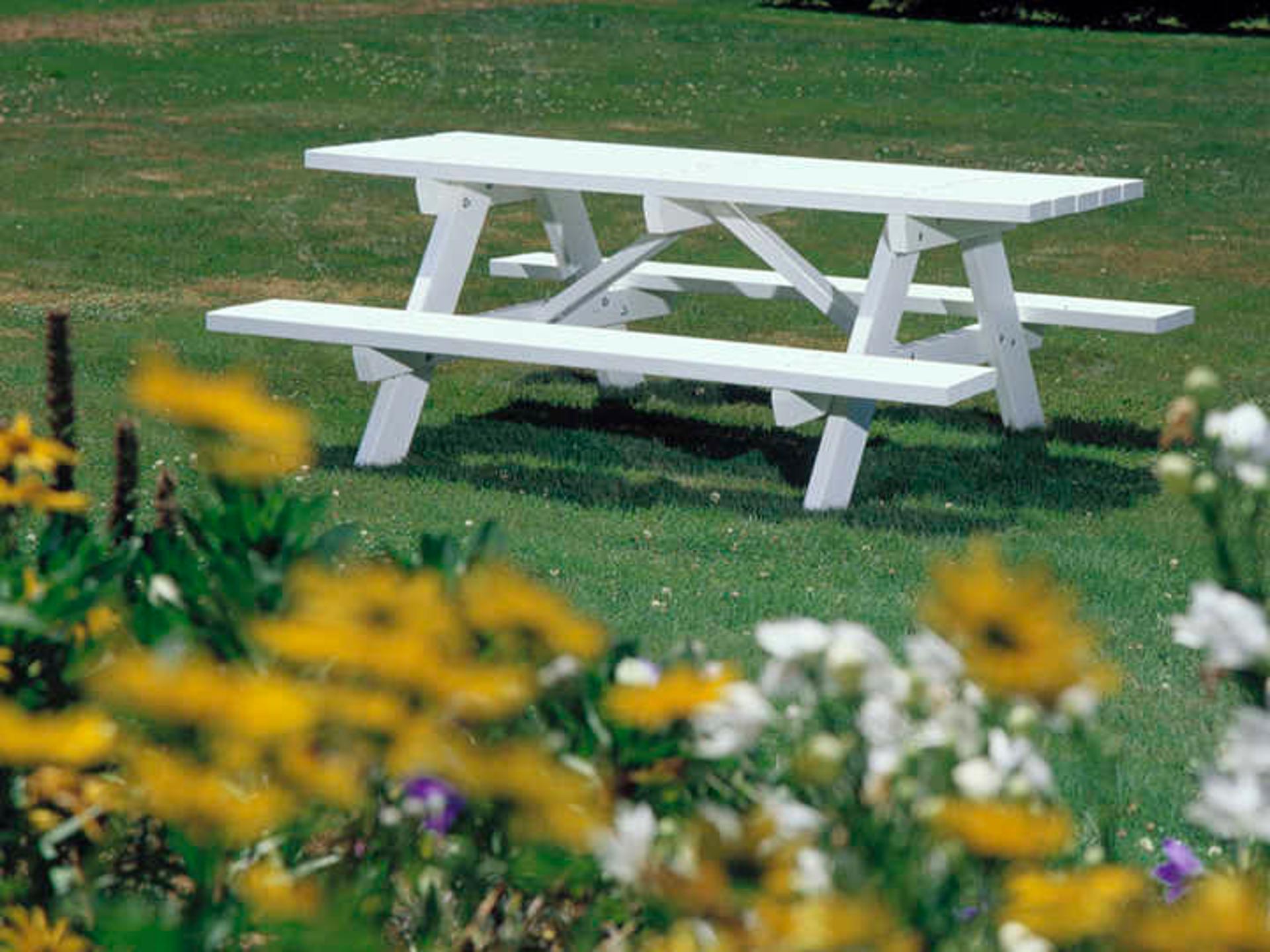 Seaside Casual Complementary Pieces Recycled Plastic Traditional Rectangular Outdoor Picnic Table with Umbrella Hole
