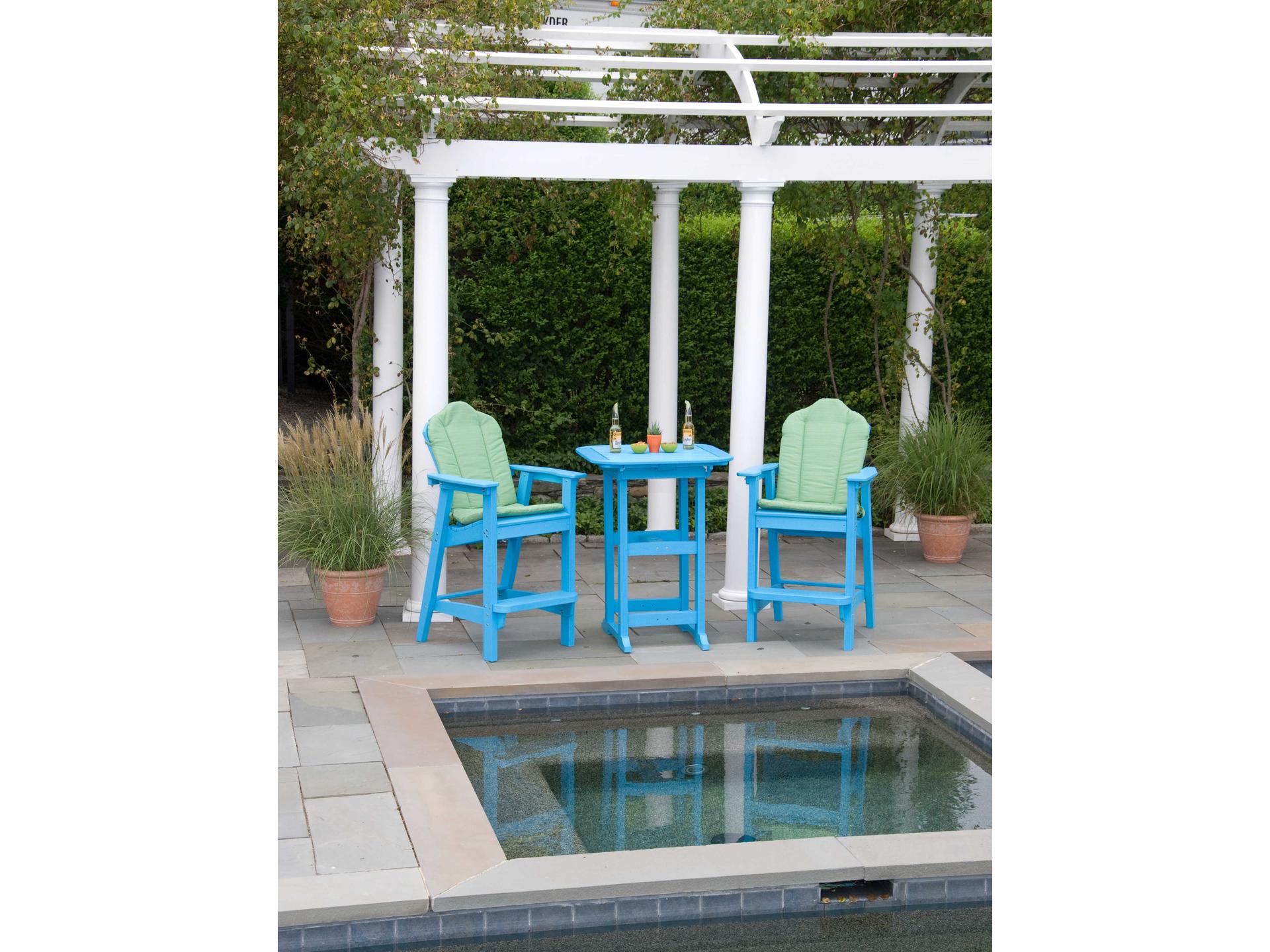 Seaside Casual Portsmouth Recycled Plastic Square Patio Bar Table with Umbrella Hole