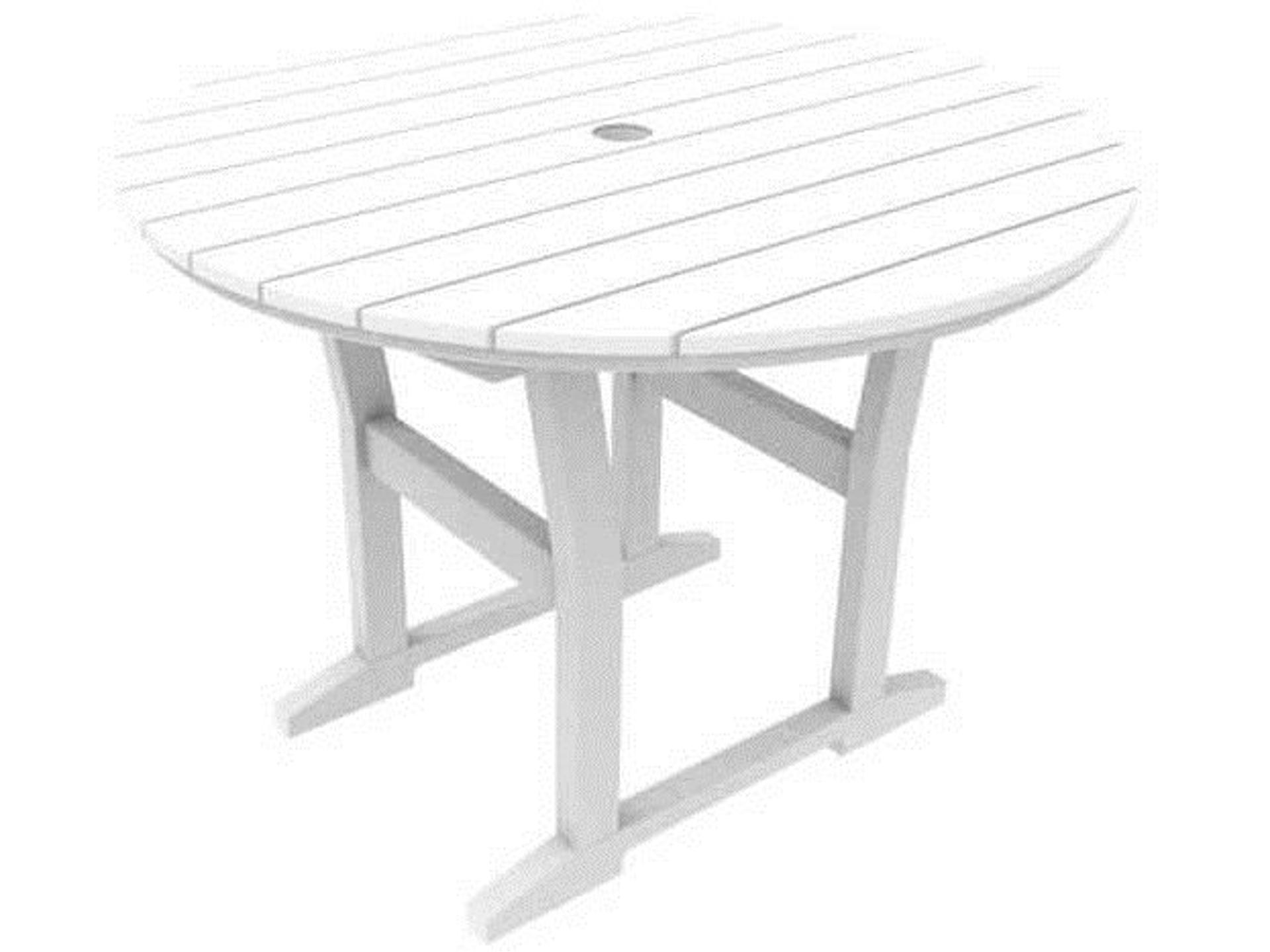 Seaside Casual Coastline Recycled Plastic Cafe Fusion Round Outdoor Patio Dining Table with Umbrella Hole