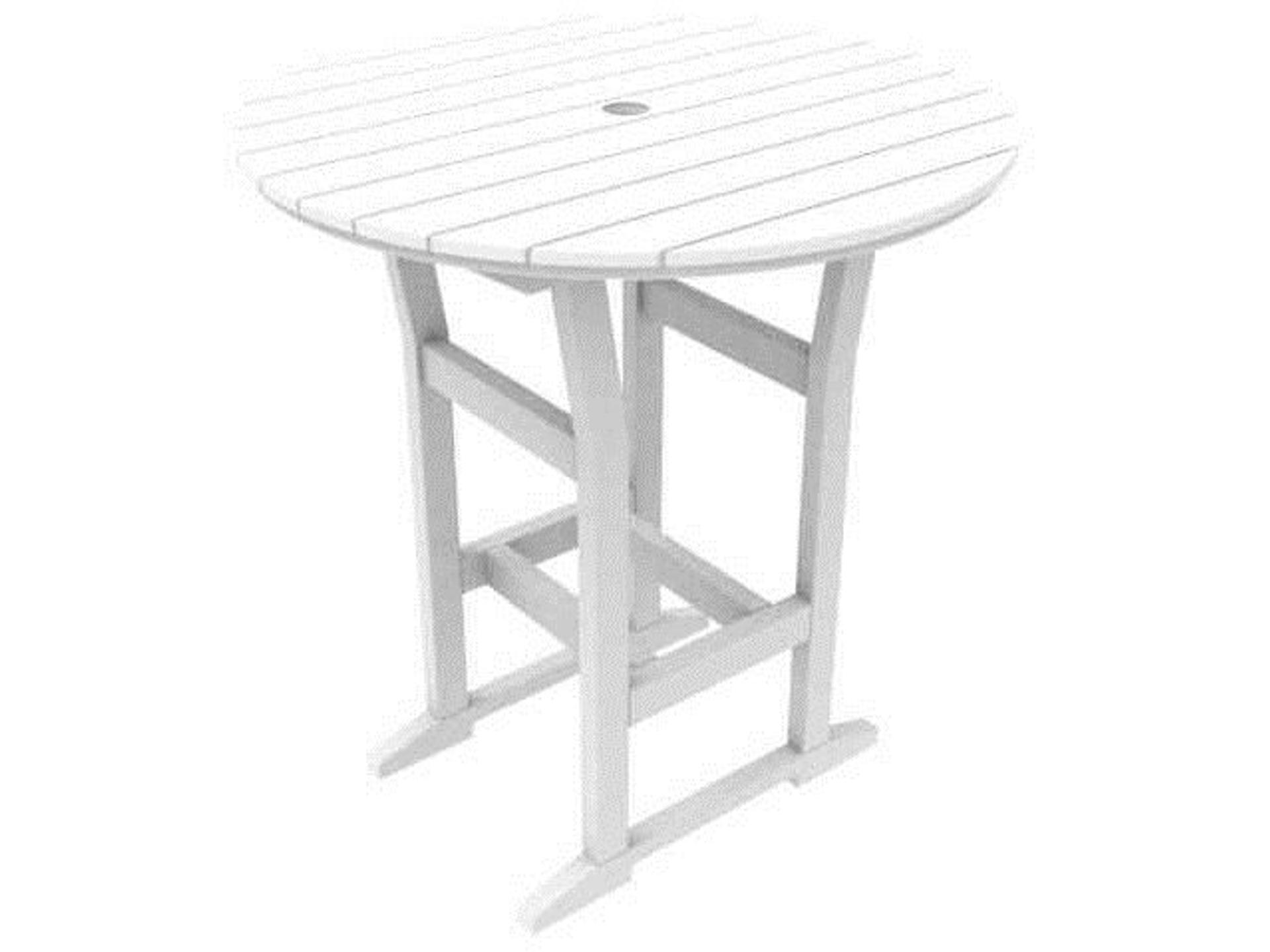 Seaside Casual Coastline Recycled Plastic Cafe Fusion Round Outdoor Bar Table with Umbrella Hole