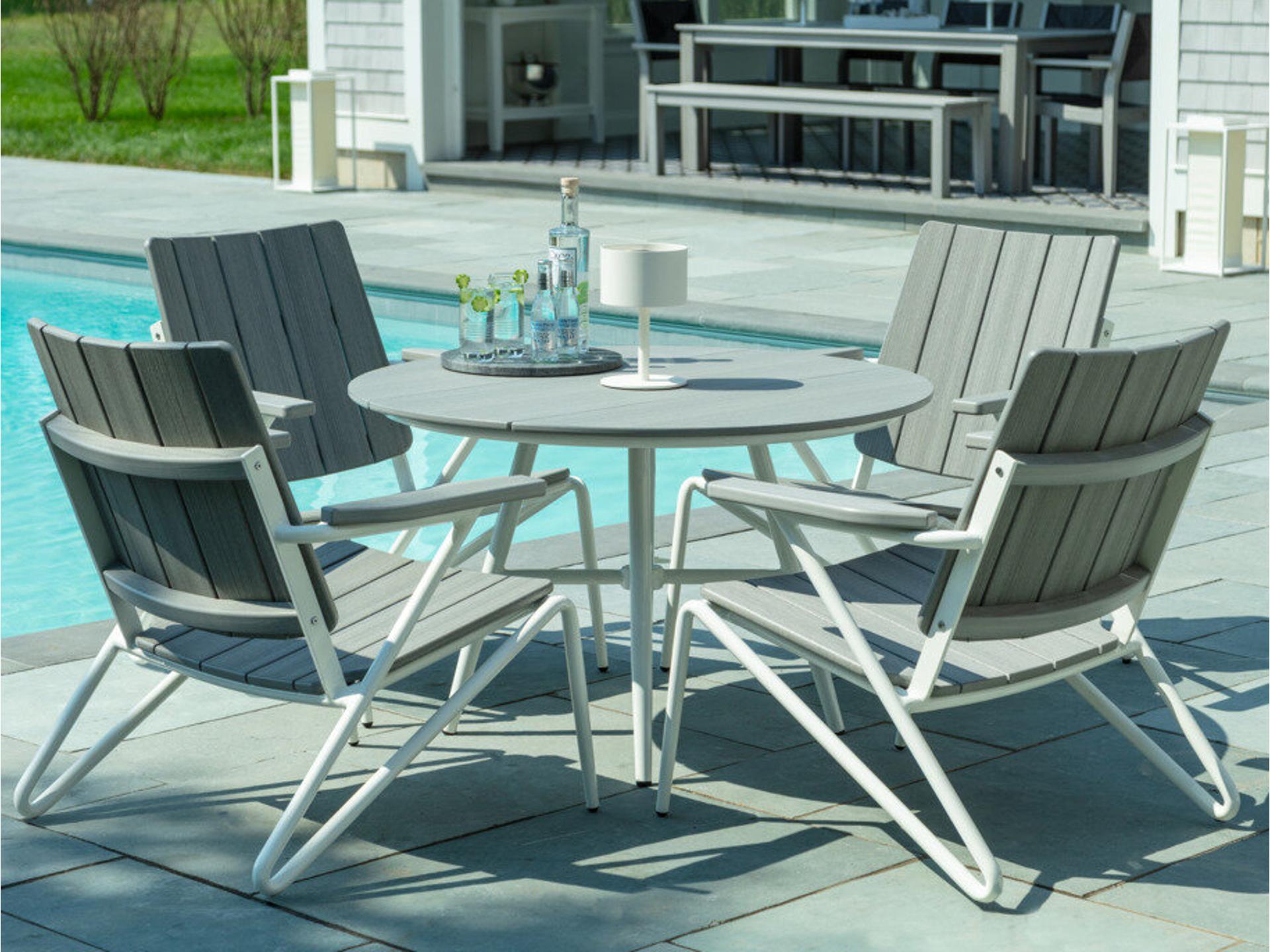 Seaside Casual Hip Aluminum Recycled Plastic Low Outdoor Dining Set