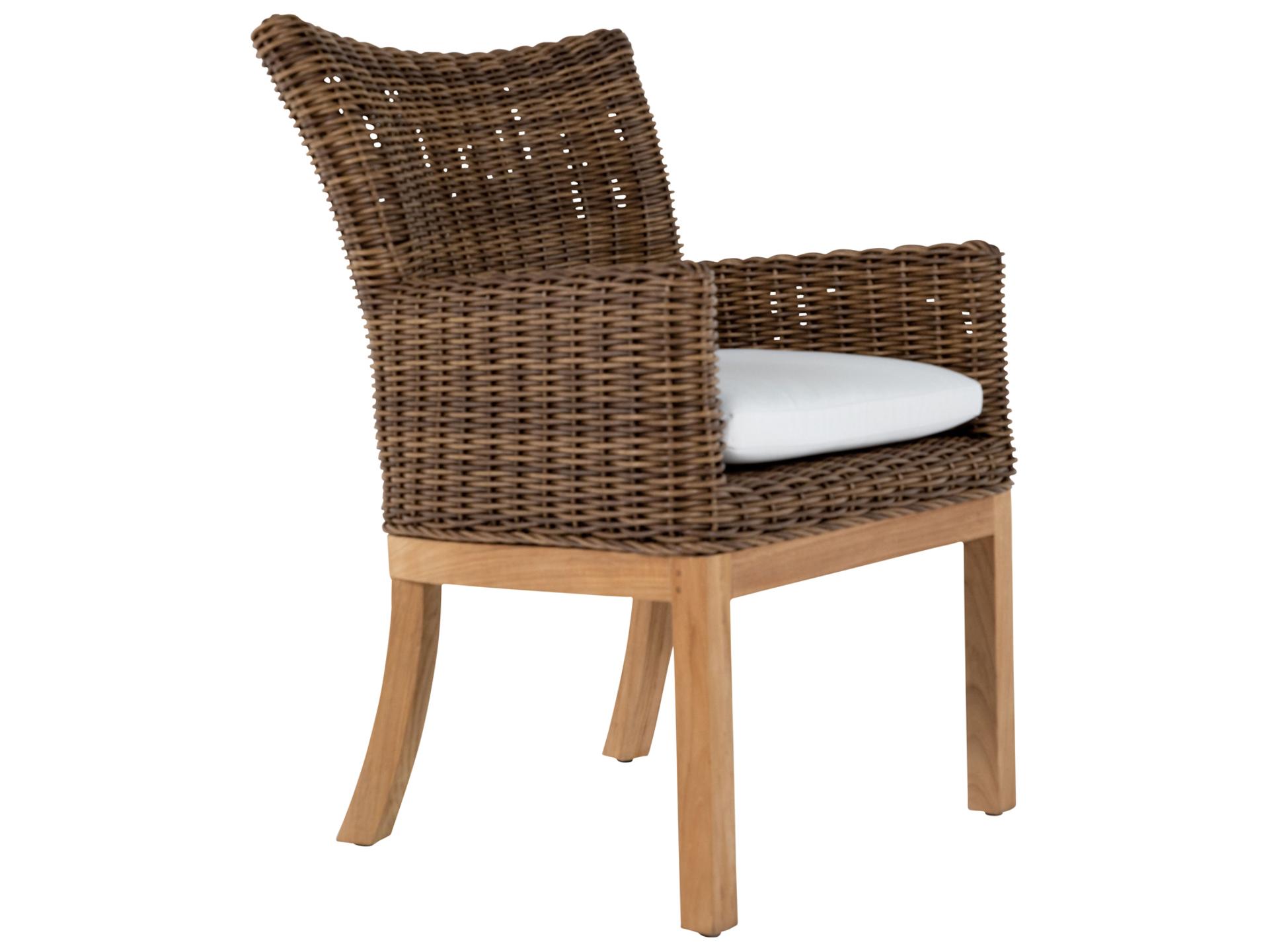 Summer Classics Montauk Wicker Raffia Patio Dining Arm Chair