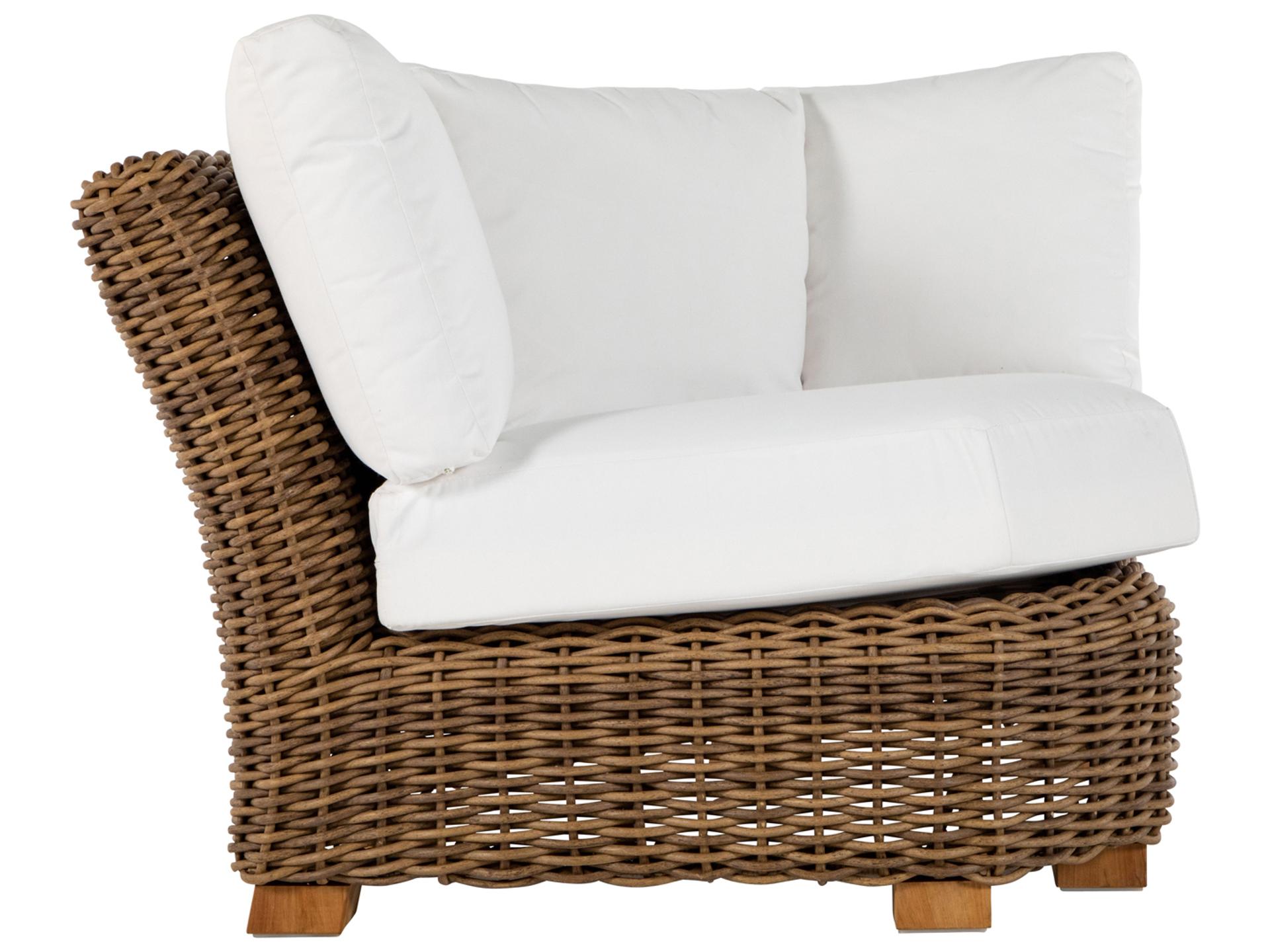 Summer Classics Montauk Wicker Raffia Corner Outdoor Lounge Chair