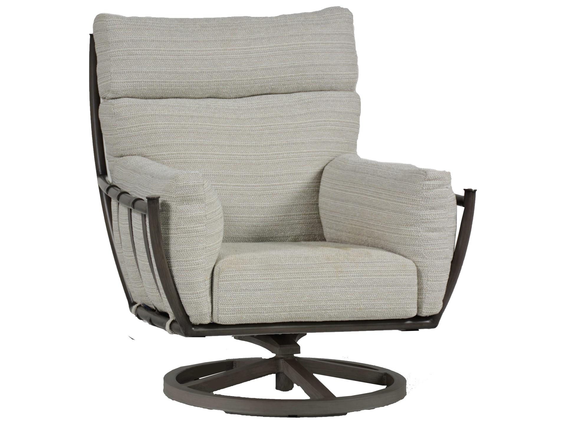 Majorca Aluminum Slate Grey Swivel Outdoor Patio Lounge Chair with Cushion