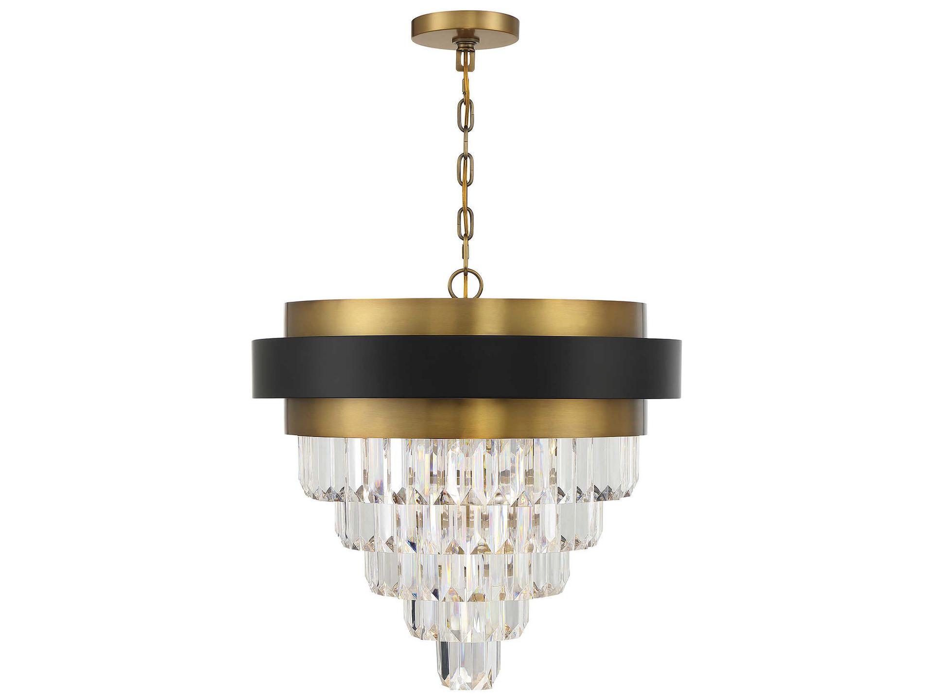 4-Light Marquise Chandelier in Matte Black and Warm Brass