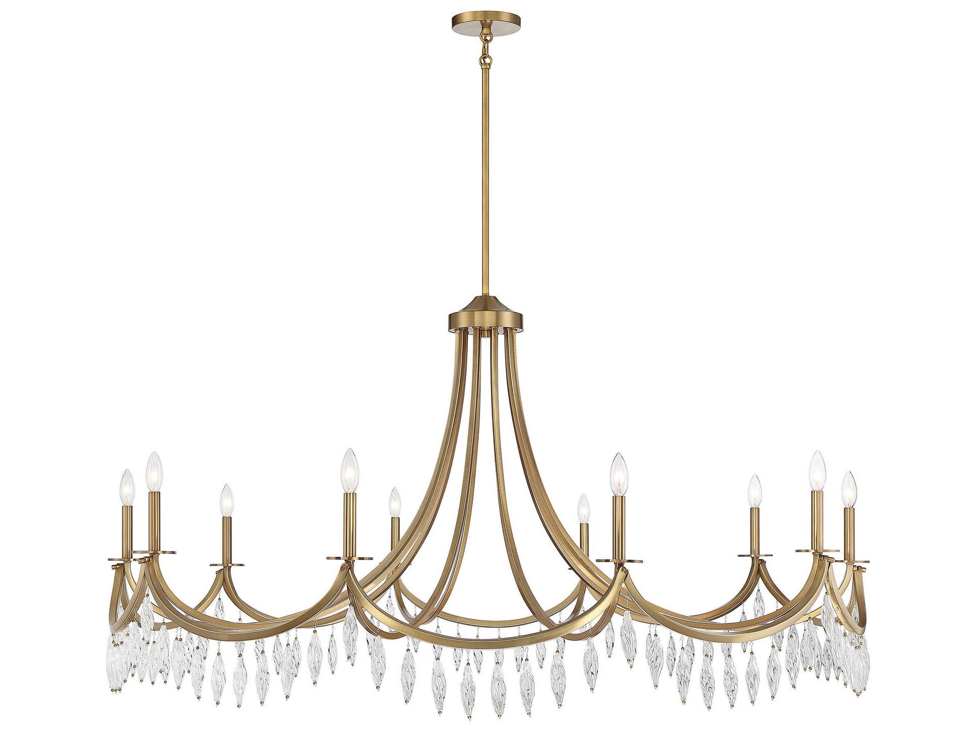 10-Light Kameron Chandelier in Warm Brass with Crystal Accents