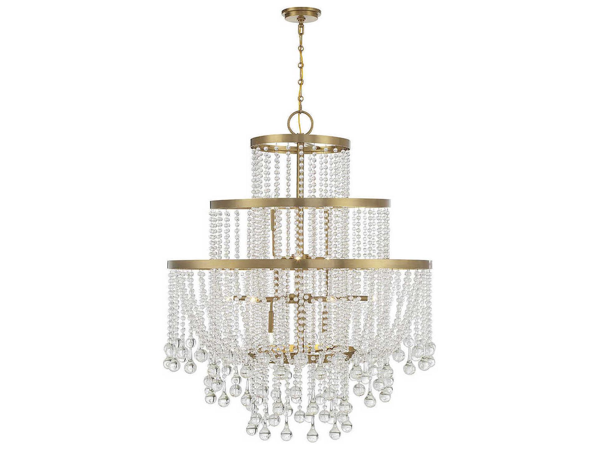 Luna 15-Light Crystal Chandelier in Warm Brass
