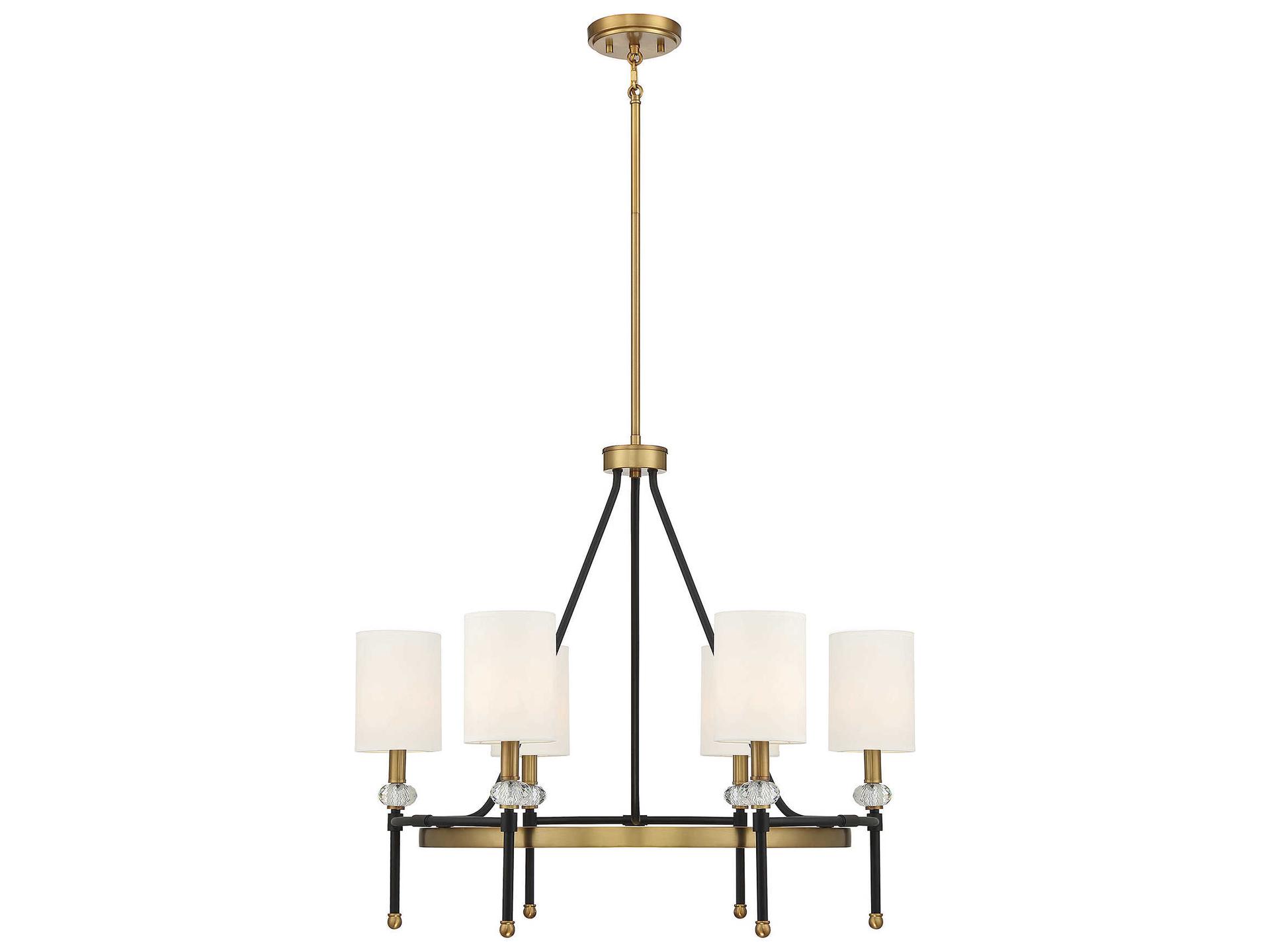 6-Light Tivoli Chandelier in Matte Black with Warm Brass Accents